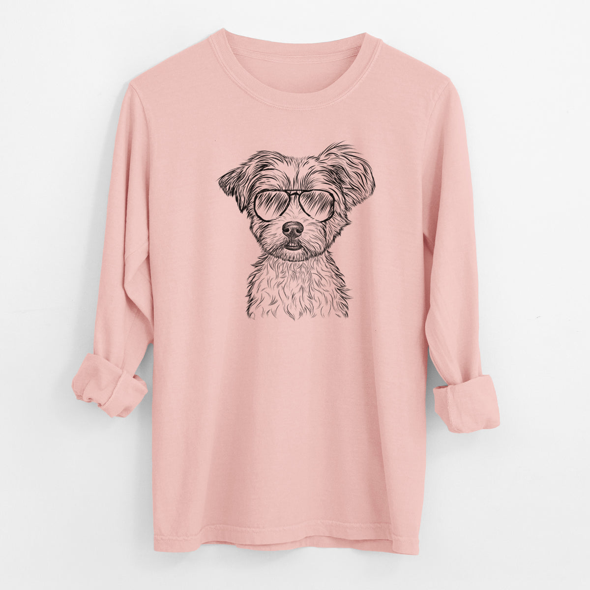 Aviator William Mitchell Newman the Yorkshire Terrier - Men's Heavyweight 100% Cotton Long Sleeve