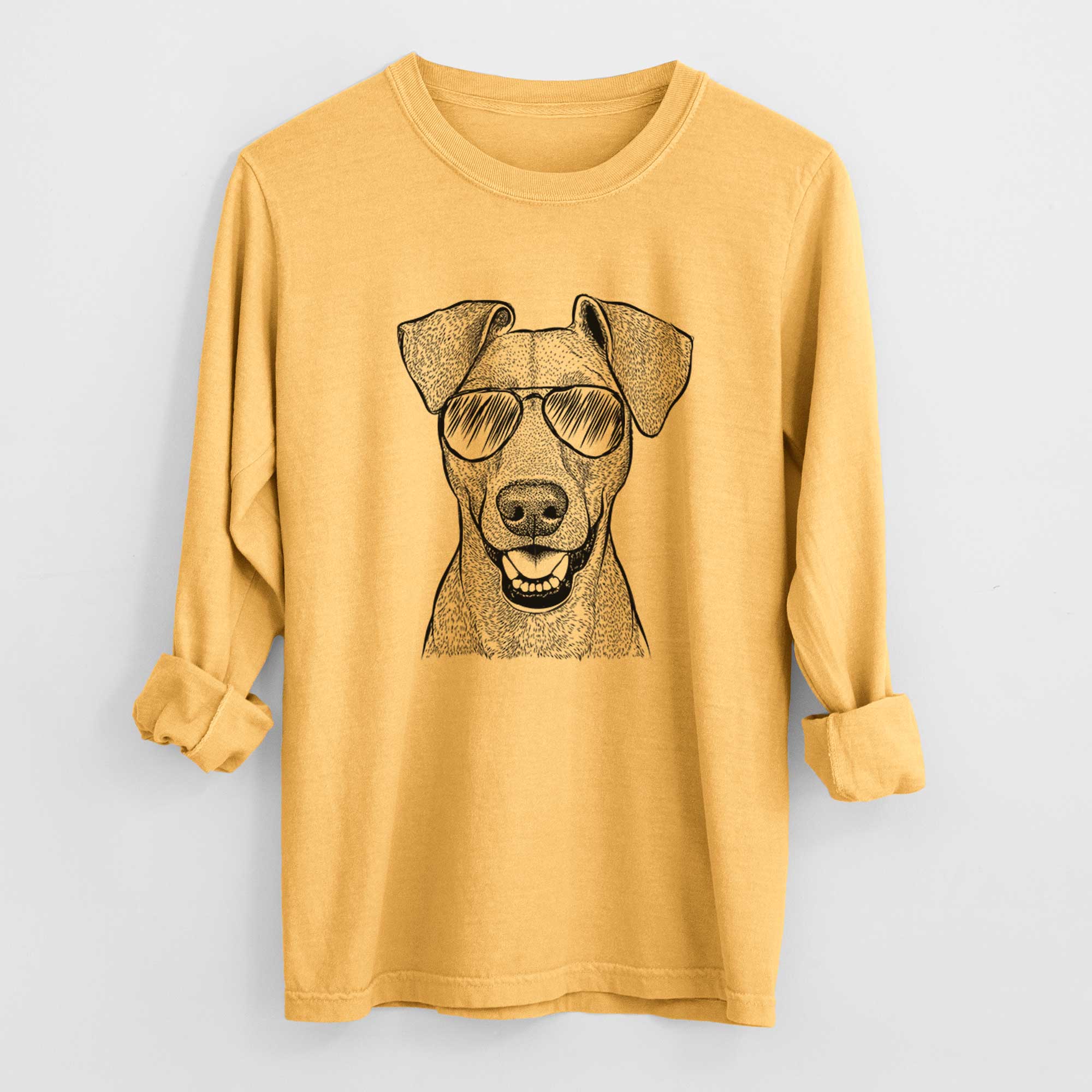 Aviator Willow the German Pinscher - Men's Heavyweight 100% Cotton Long Sleeve