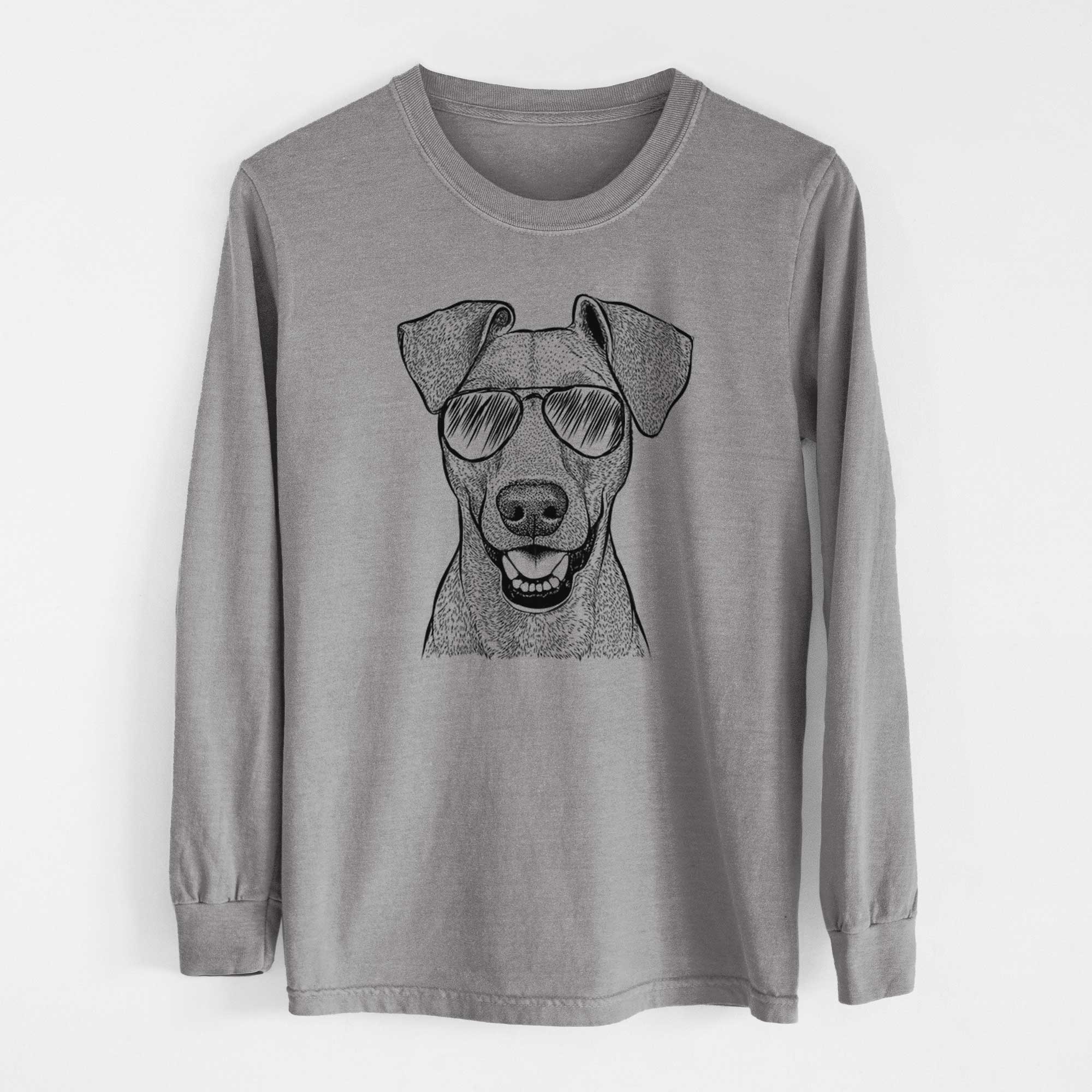 Aviator Willow the German Pinscher - Men's Heavyweight 100% Cotton Long Sleeve