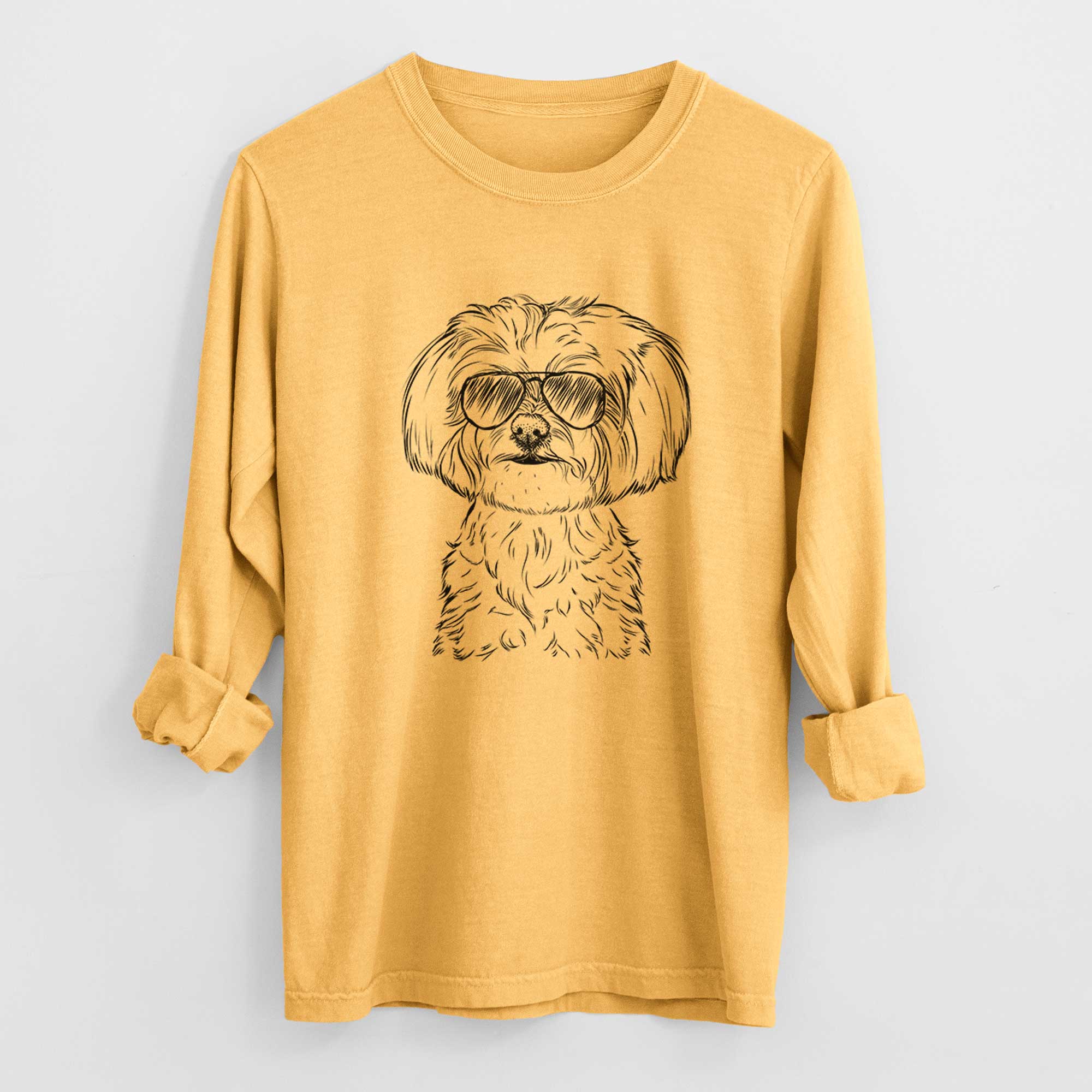 Aviator Willow the Maltese - Men's Heavyweight 100% Cotton Long Sleeve