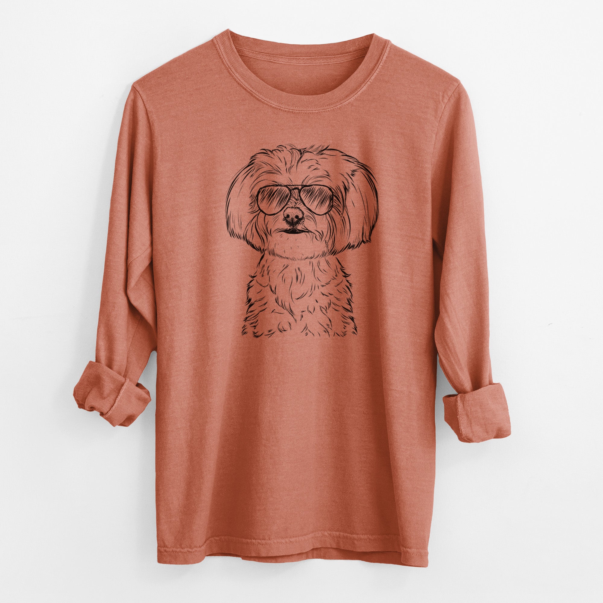 Aviator Willow the Maltese - Men's Heavyweight 100% Cotton Long Sleeve