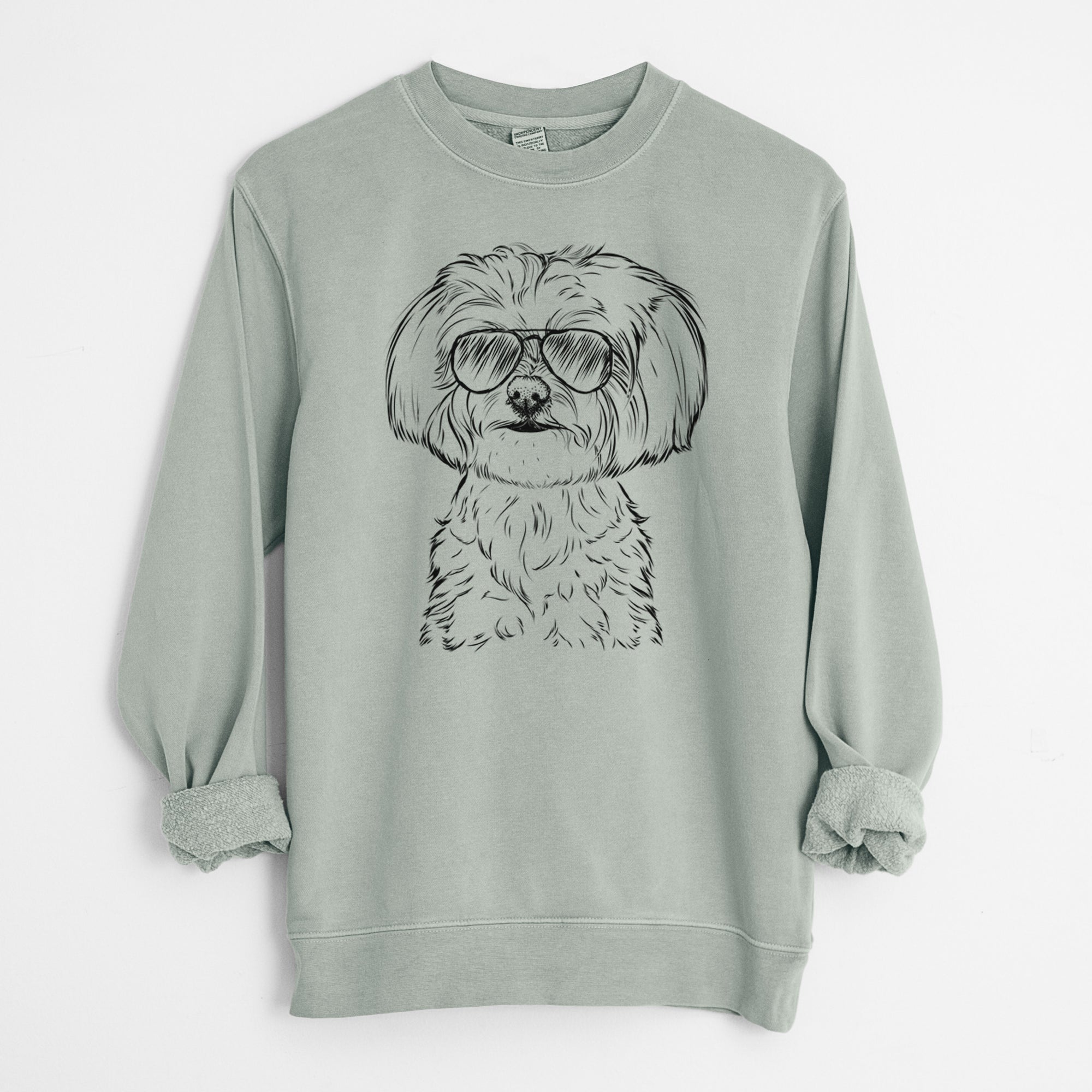 Aviator Willow the Maltese - Unisex Pigment Dyed Crew Sweatshirt