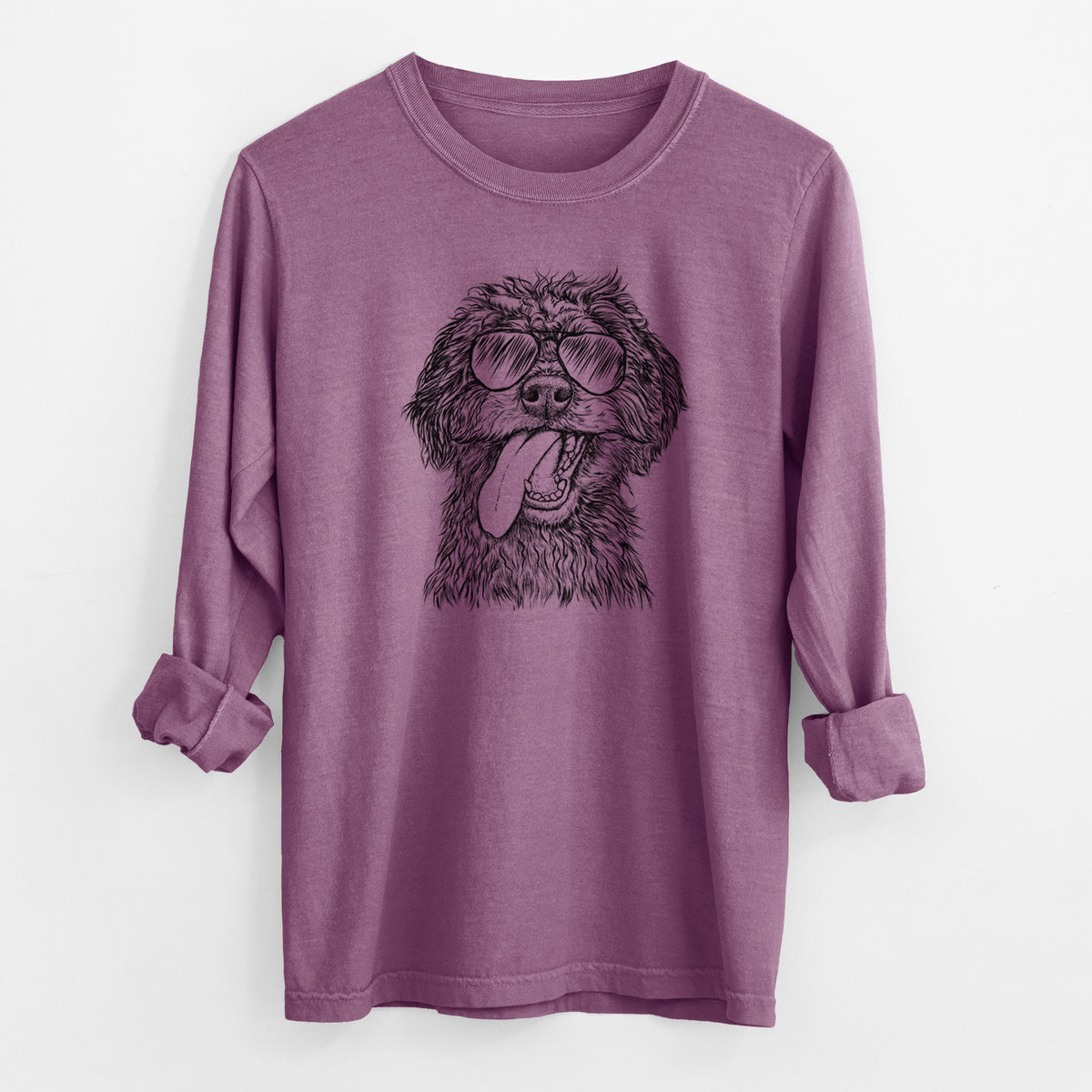 Aviator Winnie the Mini Aussiedoodle - Men's Heavyweight 100% Cotton Long Sleeve