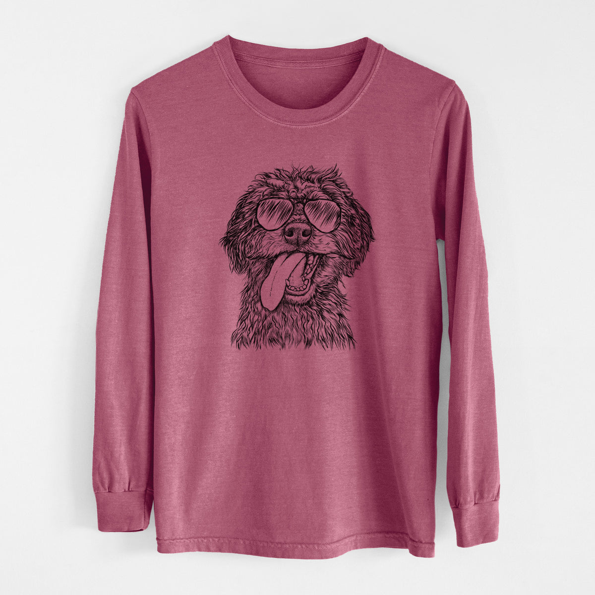 Aviator Winnie the Mini Aussiedoodle - Men's Heavyweight 100% Cotton Long Sleeve