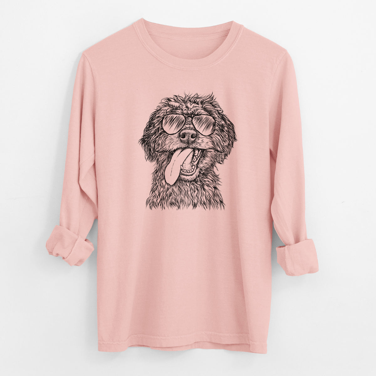 Aviator Winnie the Mini Aussiedoodle - Men's Heavyweight 100% Cotton Long Sleeve