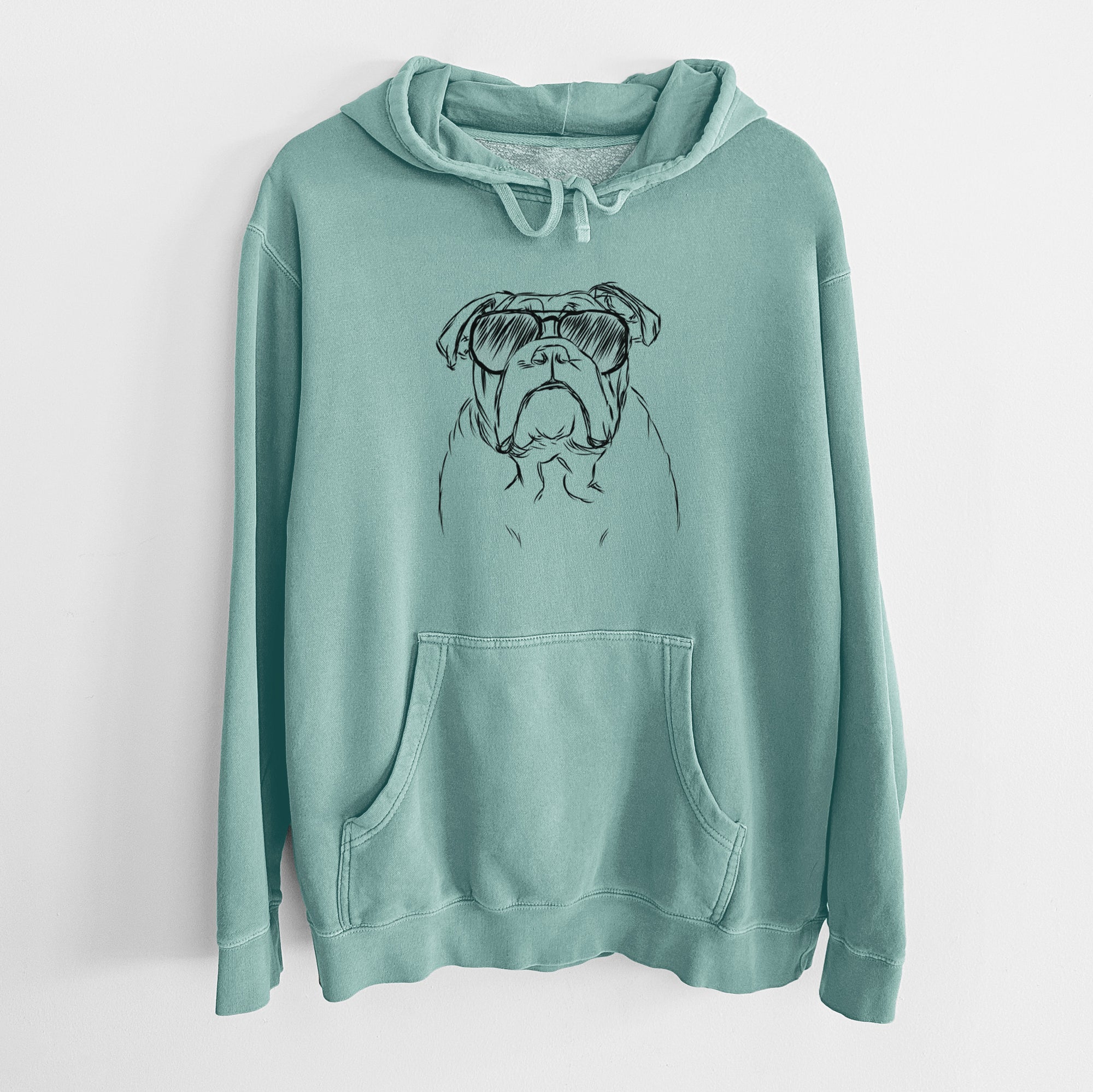 Aviator Winston the English Bulldog - Unisex Pigment Dyed Hoodie