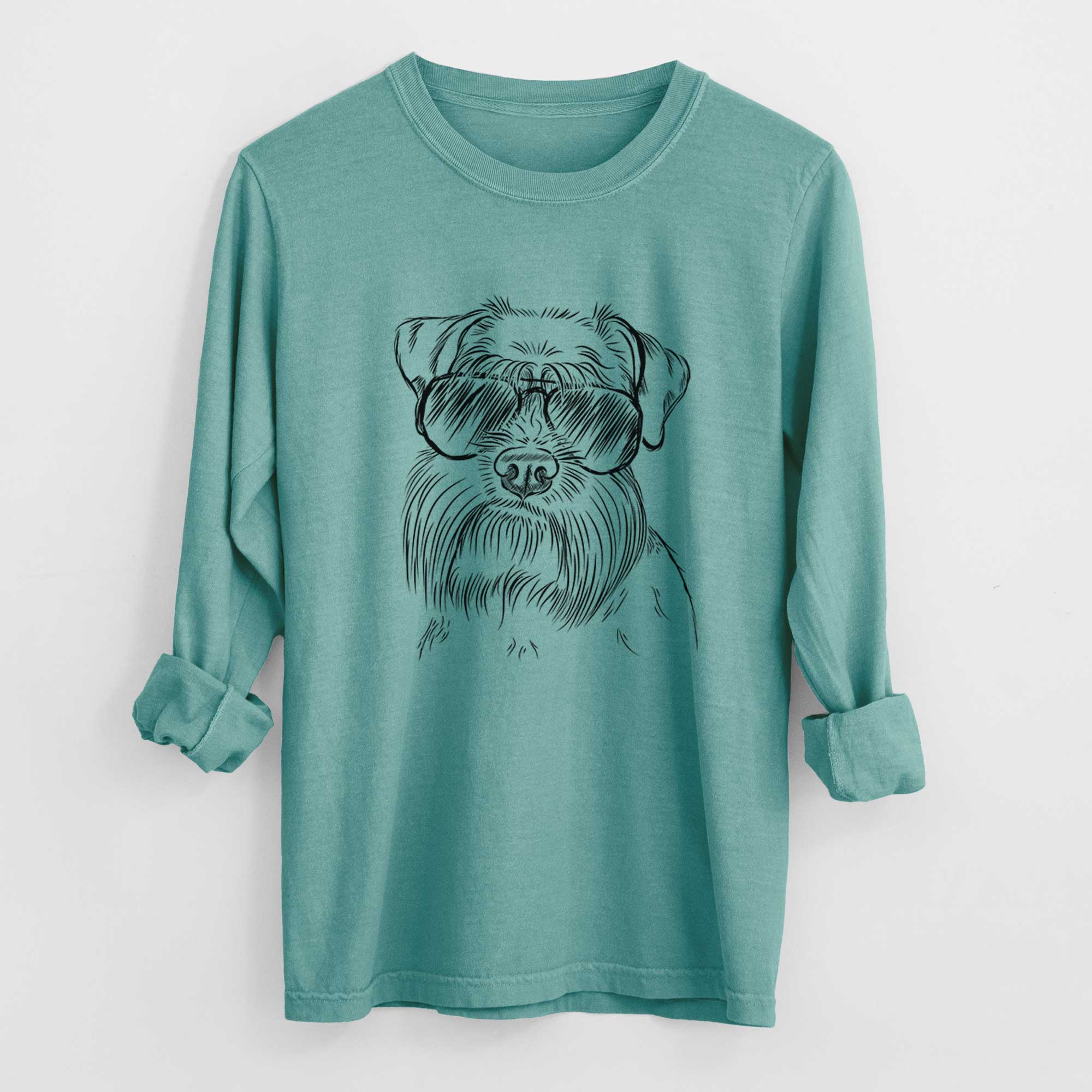 Aviator Wrigley the Schnauzer - Men's Heavyweight 100% Cotton Long Sleeve