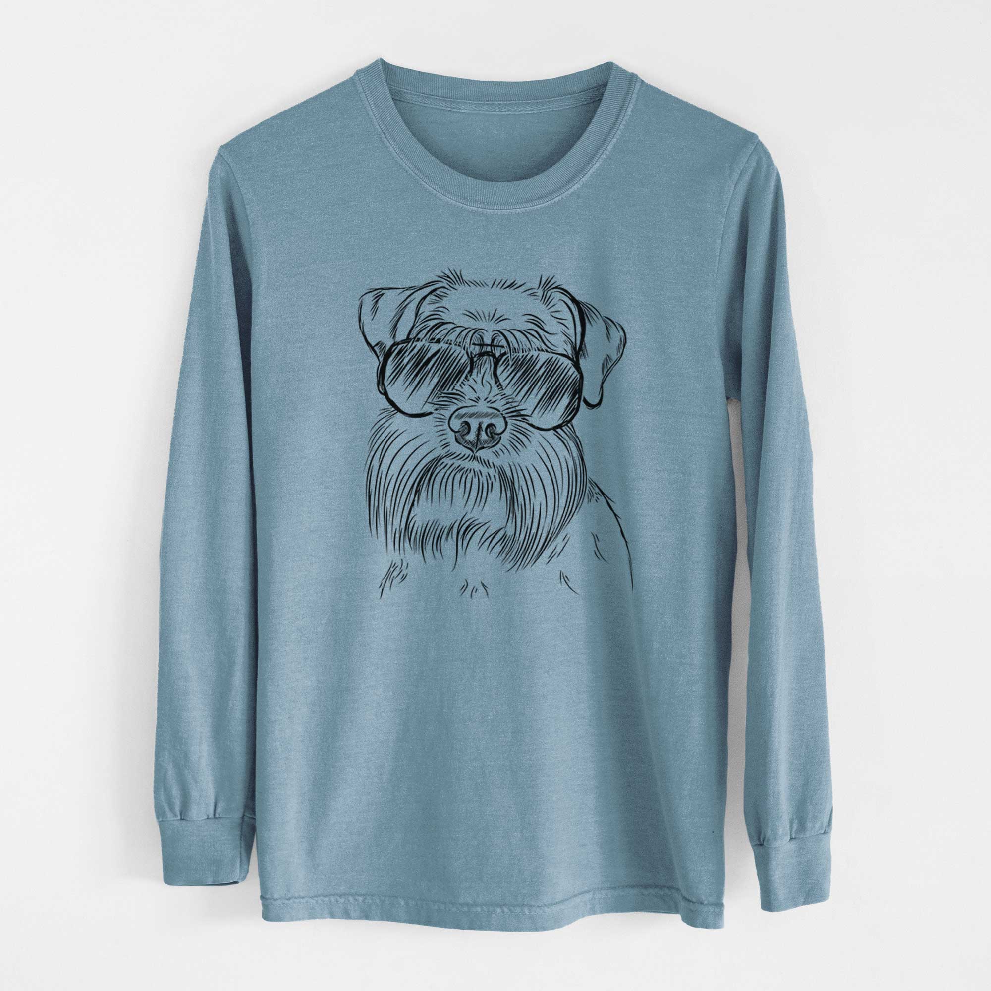 Aviator Wrigley the Schnauzer - Men's Heavyweight 100% Cotton Long Sleeve