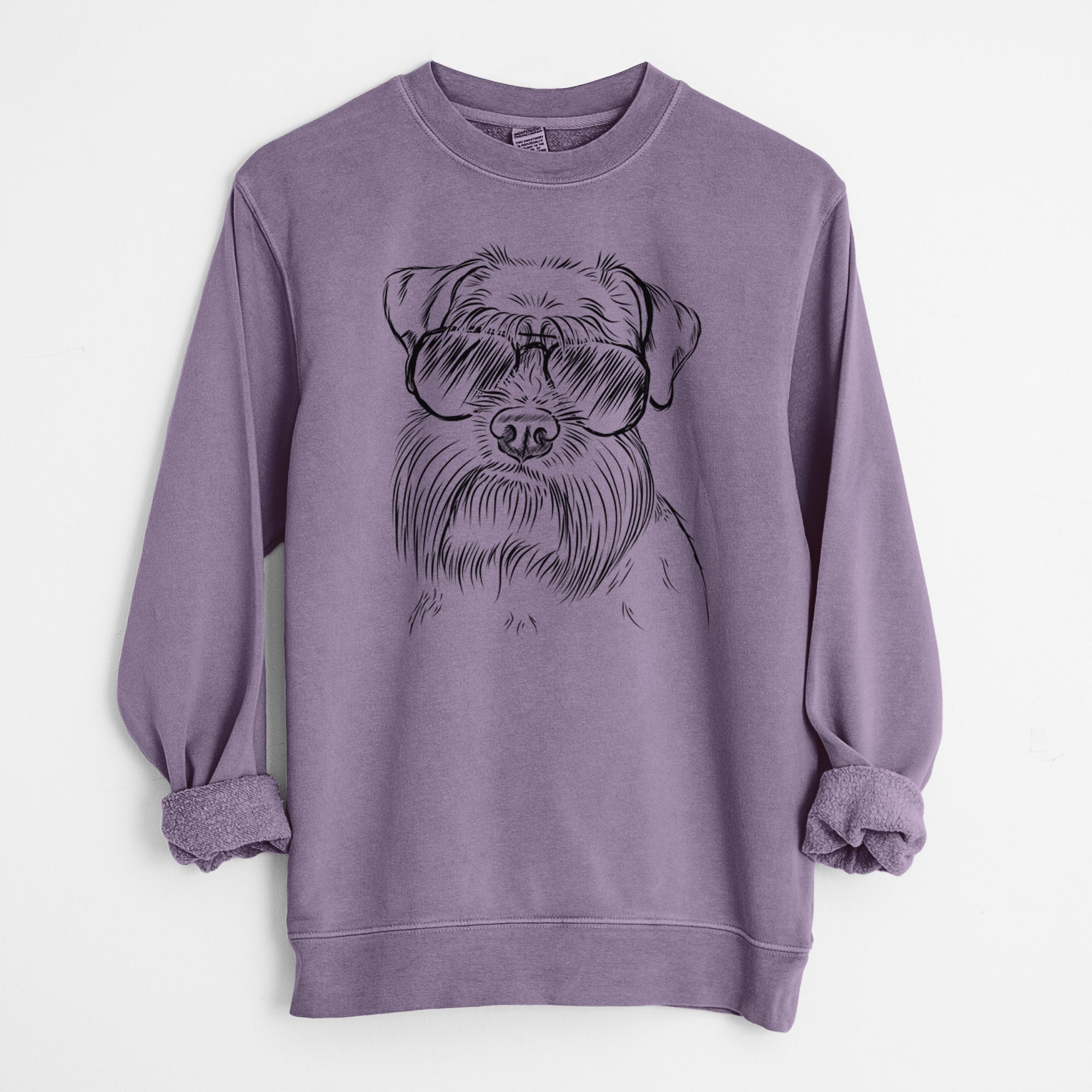 Aviator Wrigley the Schnauzer - Unisex Pigment Dyed Crew Sweatshirt