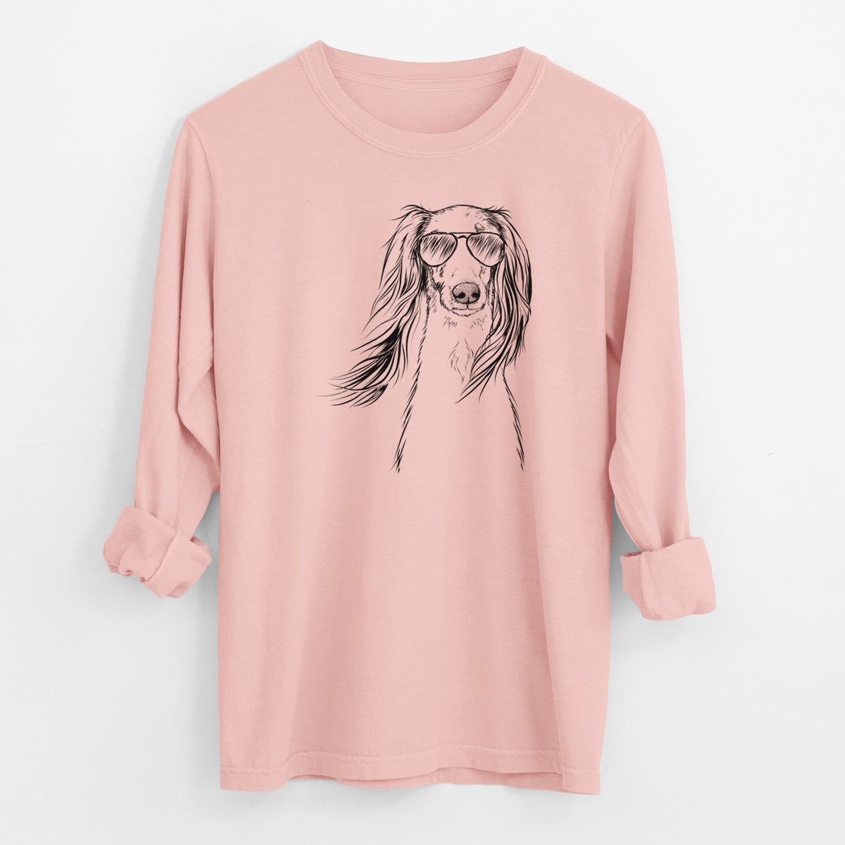 Aviator Zahra the Saluki - Men's Heavyweight 100% Cotton Long Sleeve