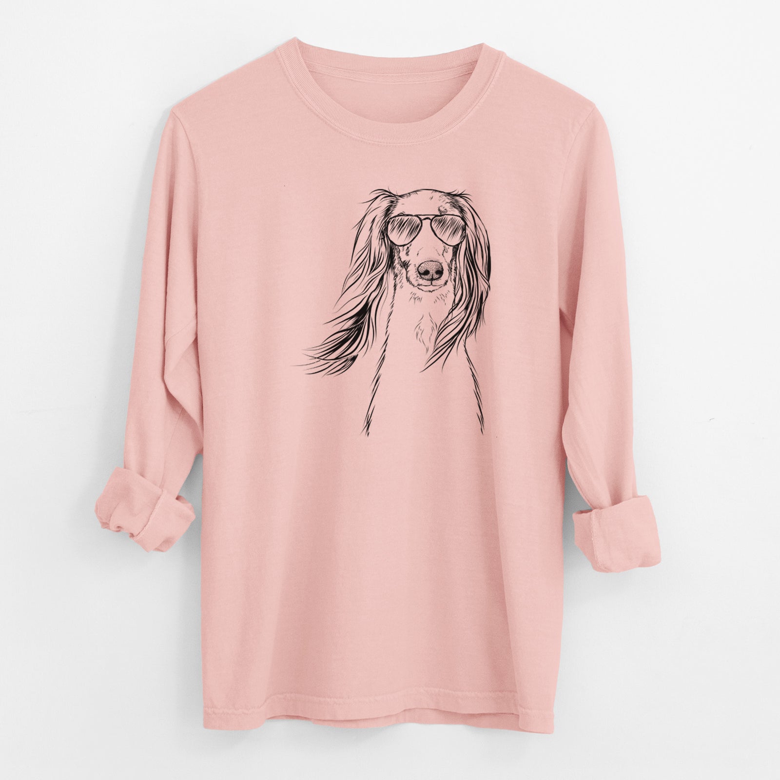 Aviator Zahra the Saluki - Men's Heavyweight 100% Cotton Long Sleeve