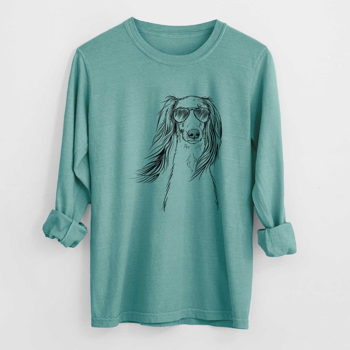 Aviator Zahra the Saluki - Men's Heavyweight 100% Cotton Long Sleeve