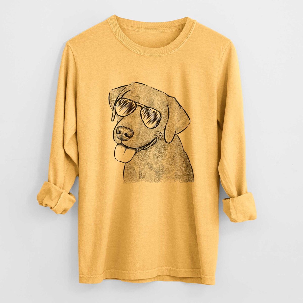 Aviator Zeppelin the Black Labrador - Men's Heavyweight 100% Cotton Long Sleeve
