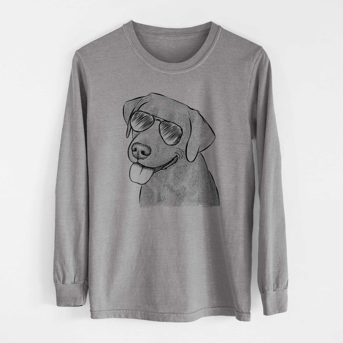 Aviator Zeppelin the Black Labrador - Men's Heavyweight 100% Cotton Long Sleeve