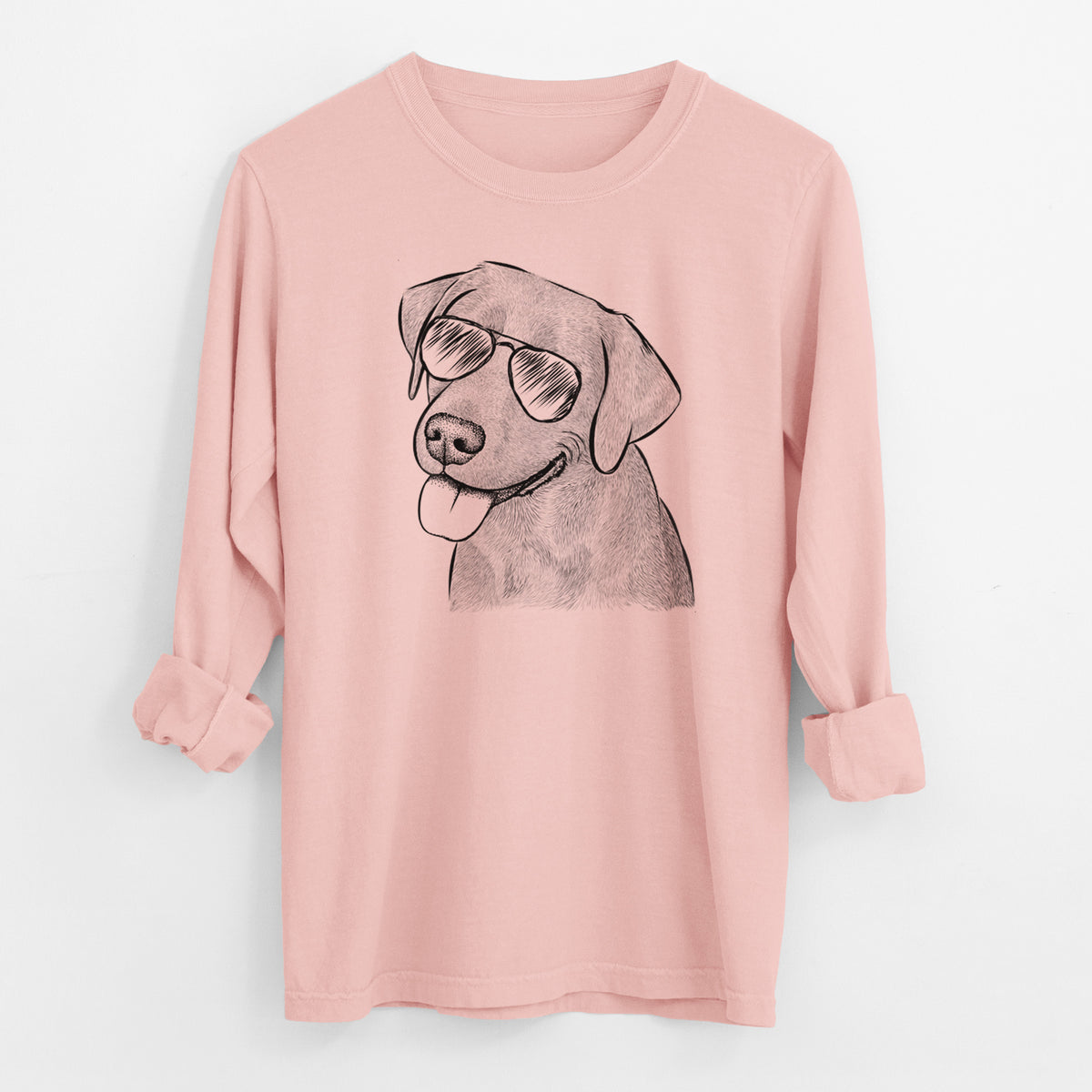 Aviator Zeppelin the Black Labrador - Men's Heavyweight 100% Cotton Long Sleeve