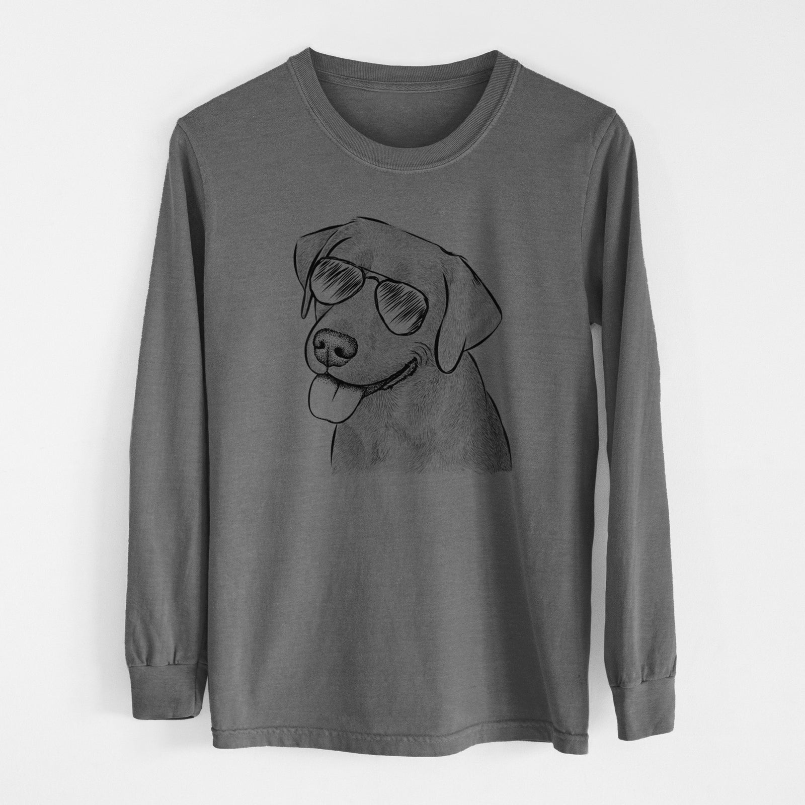 Aviator Zeppelin the Black Labrador - Men's Heavyweight 100% Cotton Long Sleeve