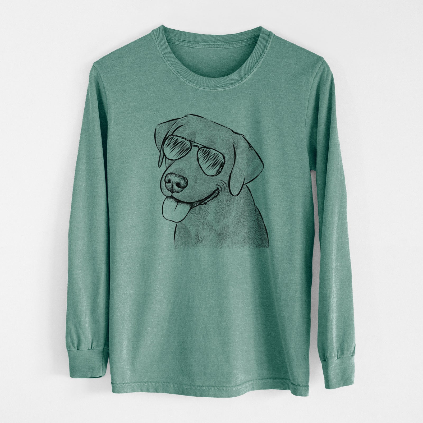 Aviator Zeppelin the Black Labrador - Men's Heavyweight 100% Cotton Long Sleeve