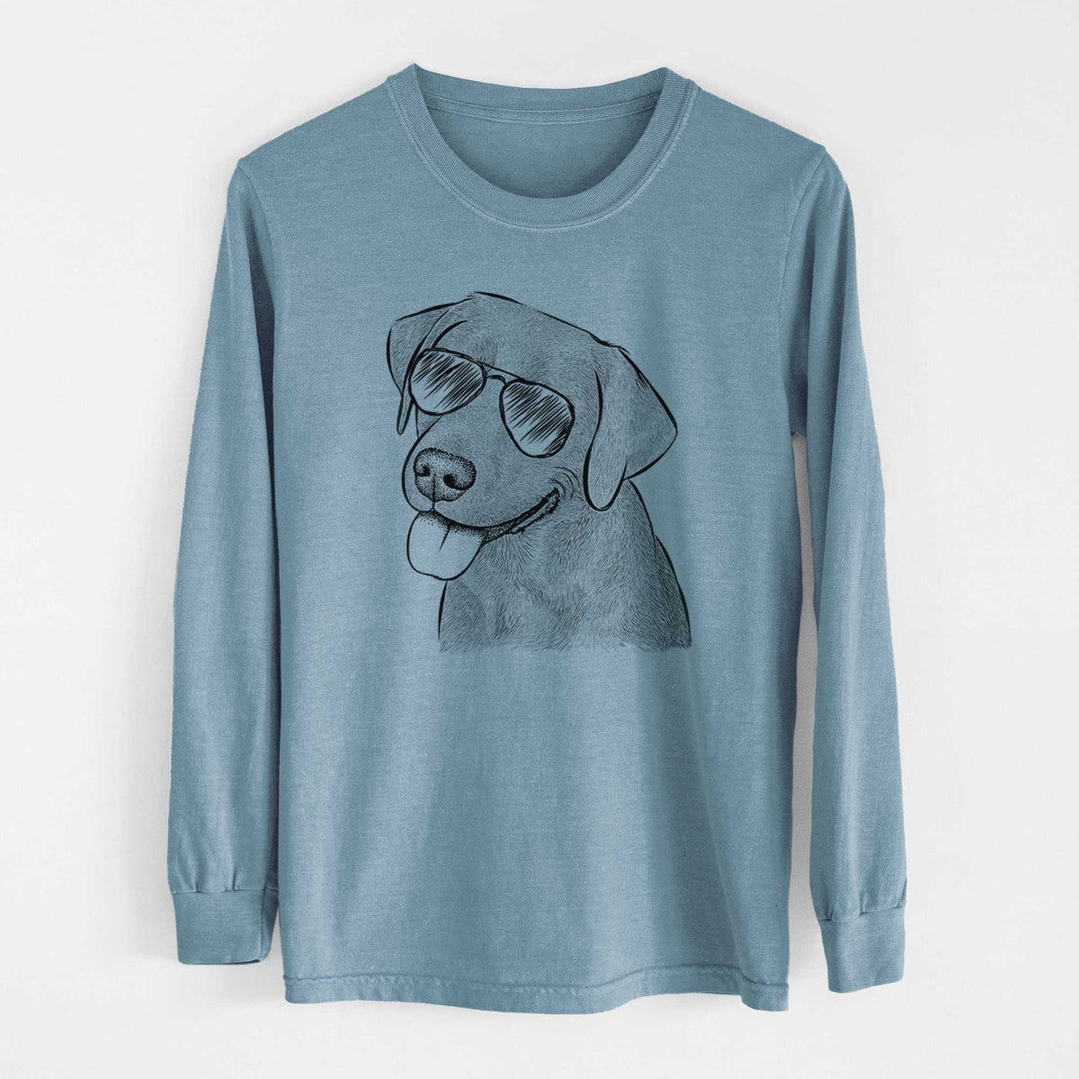 Aviator Zeppelin the Black Labrador - Men's Heavyweight 100% Cotton Long Sleeve