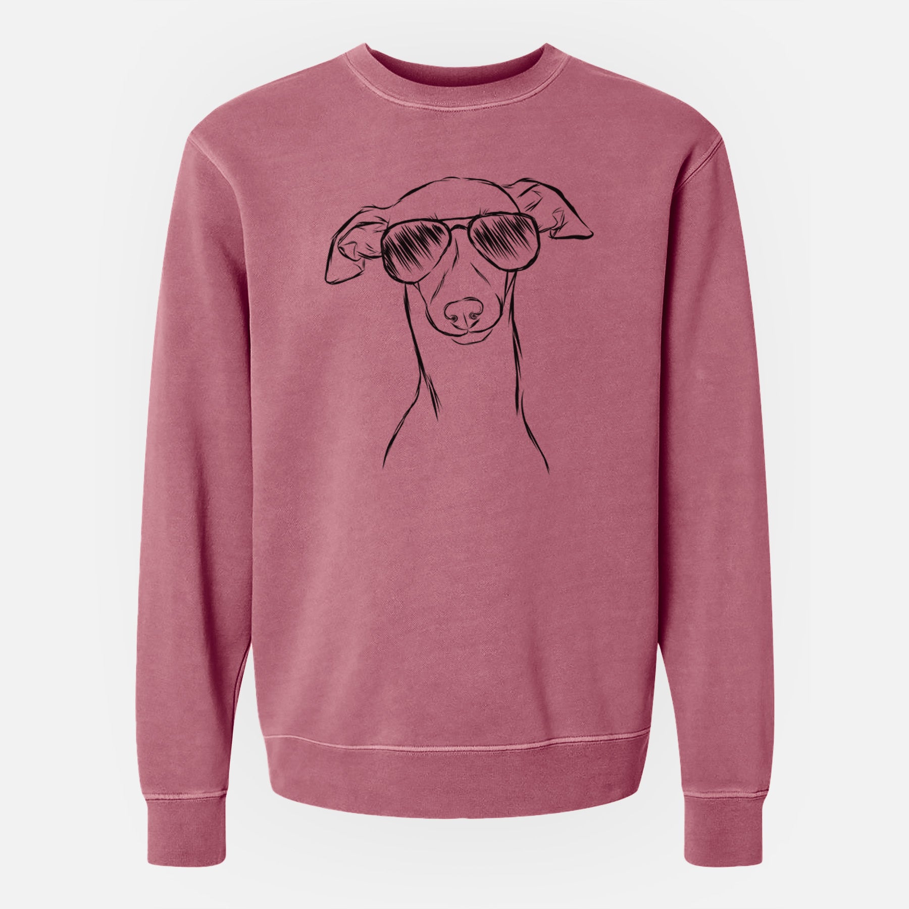 Aviator Ziggie the Italian Greyhound - Unisex Pigment Dyed Crew Sweatshirt