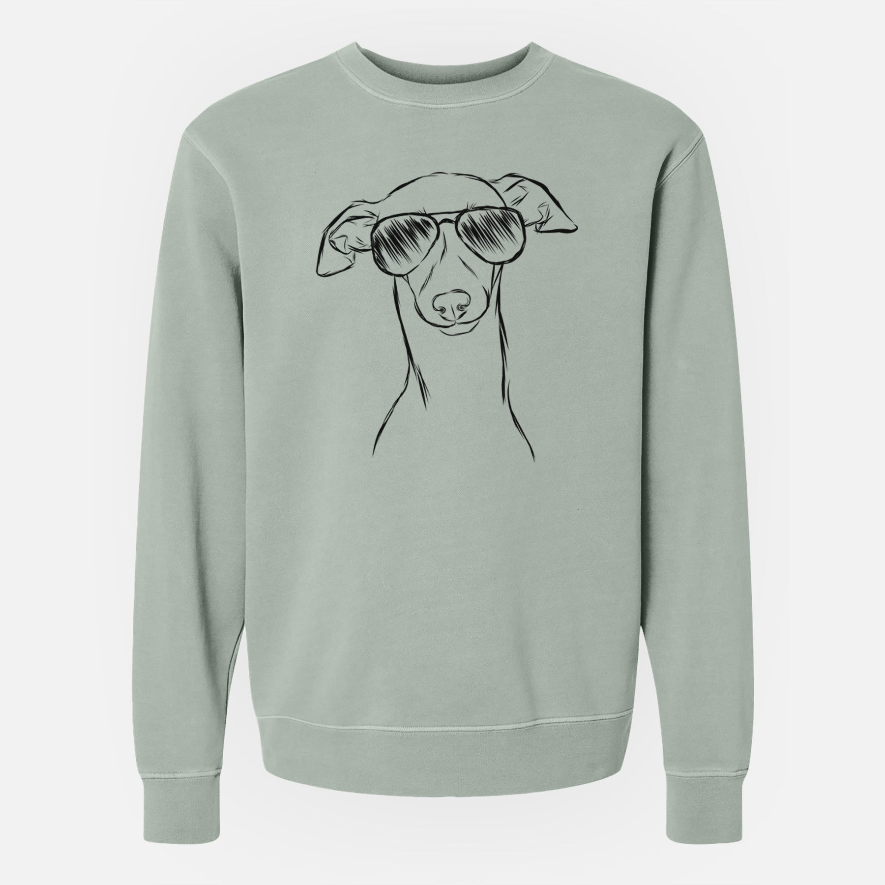 Aviator Ziggie the Italian Greyhound - Unisex Pigment Dyed Crew Sweatshirt