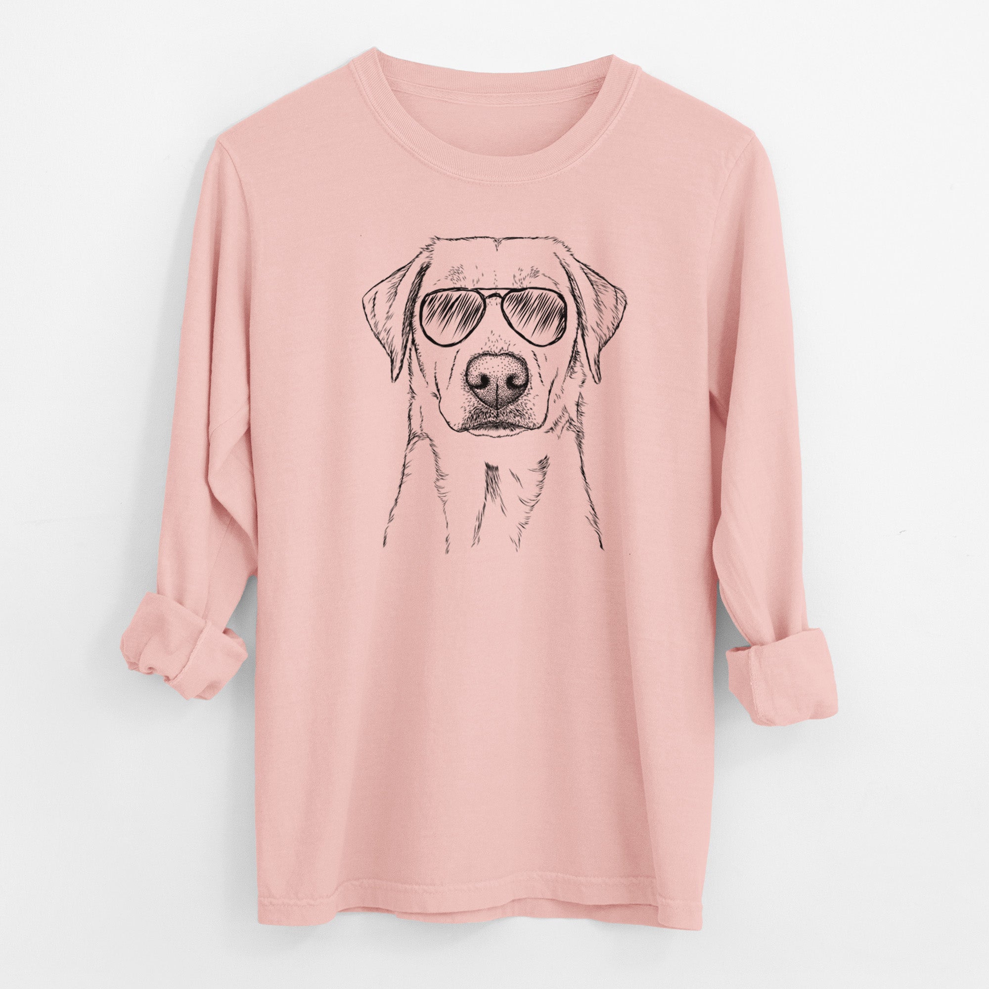 Aviator Zoe the Yellow Lab - Men's Heavyweight 100% Cotton Long Sleeve