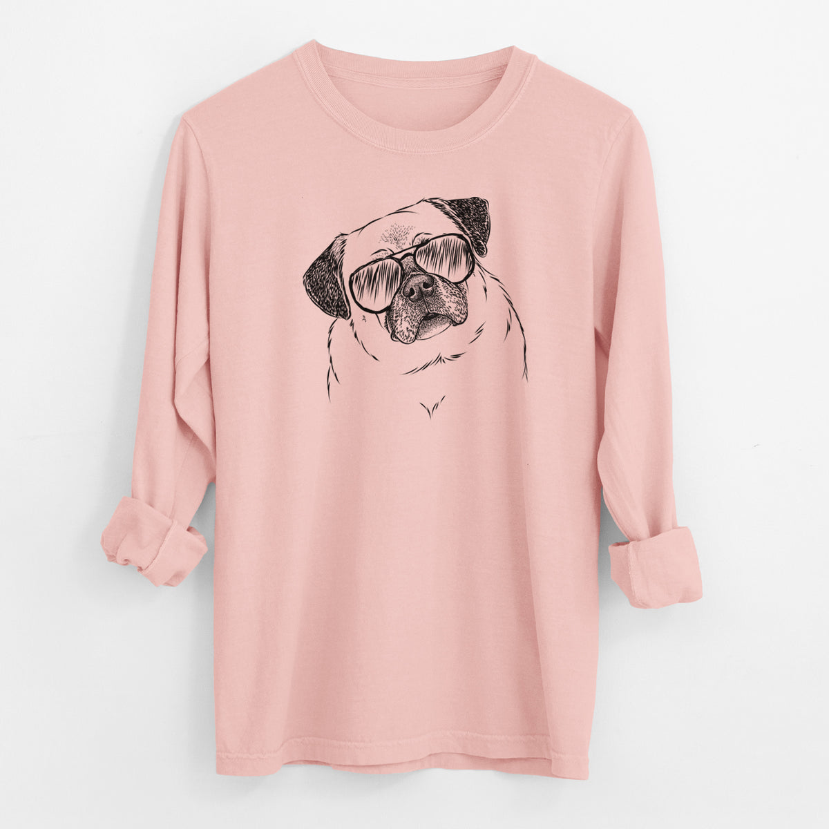 Aviator Zoey the Pug - Men's Heavyweight 100% Cotton Long Sleeve