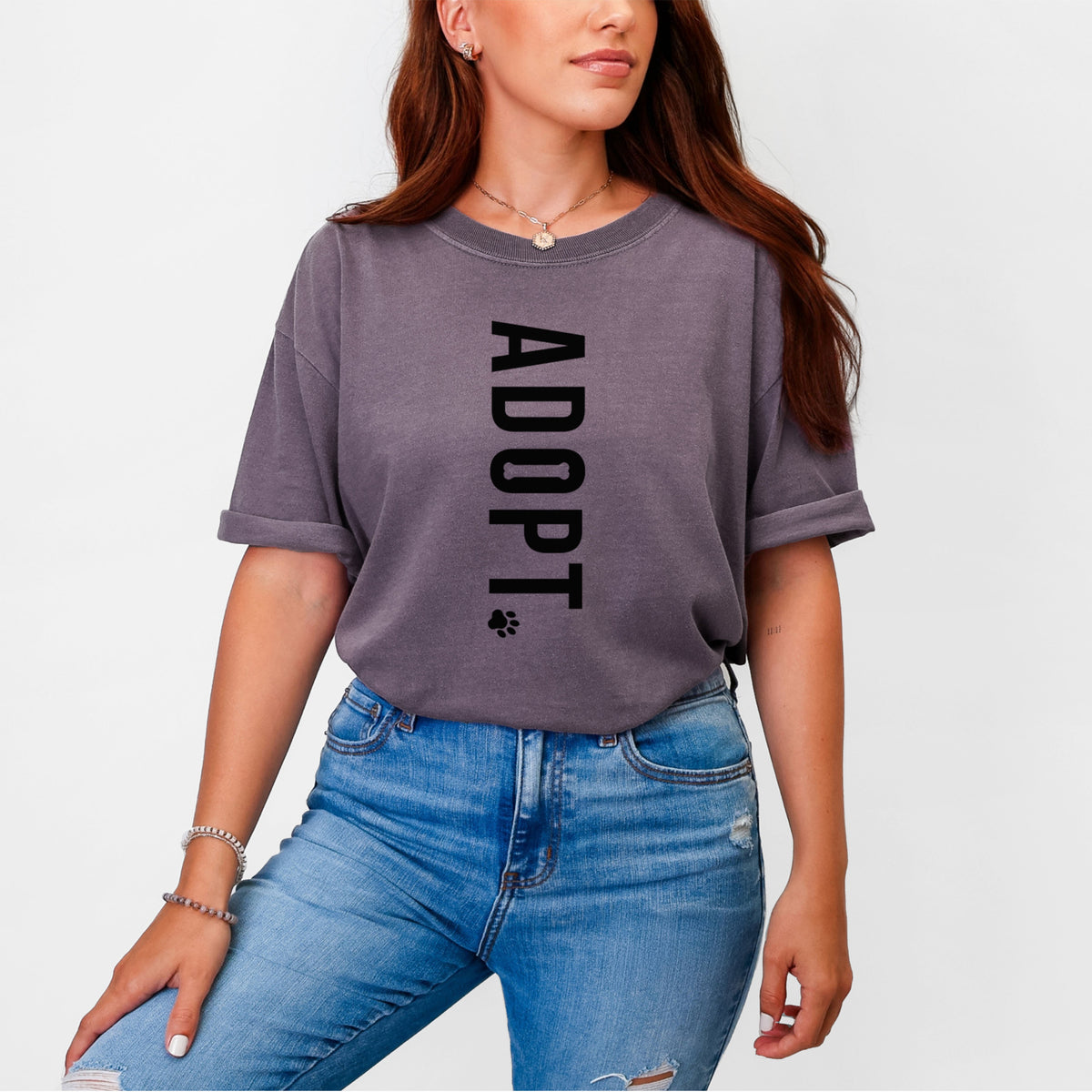 Adopt. - Unisex Comfort Colors Garment-Dyed Heavyweight T-shirt, worn by model