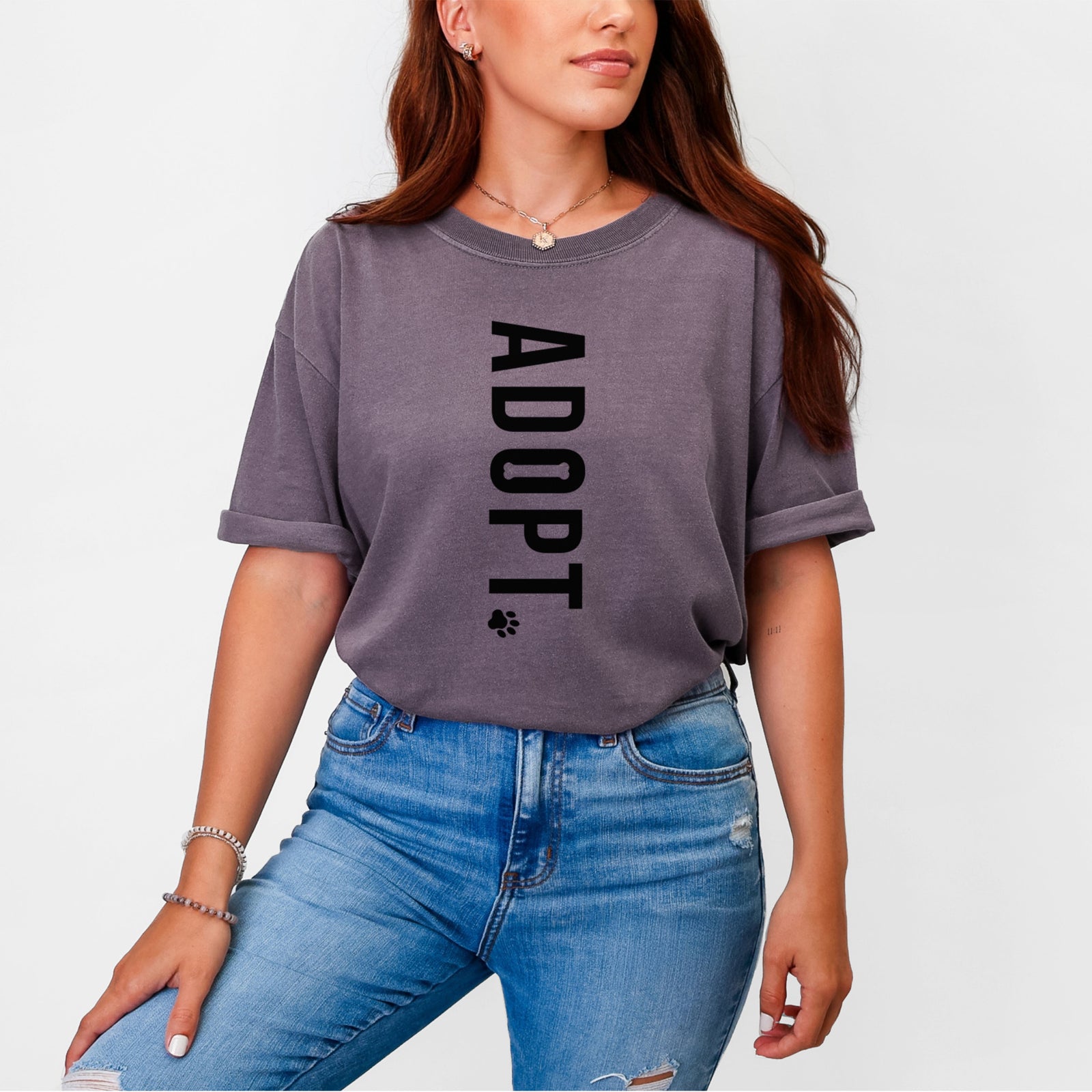 Adopt. - Unisex Comfort Colors Garment-Dyed Heavyweight T-shirt, worn by model