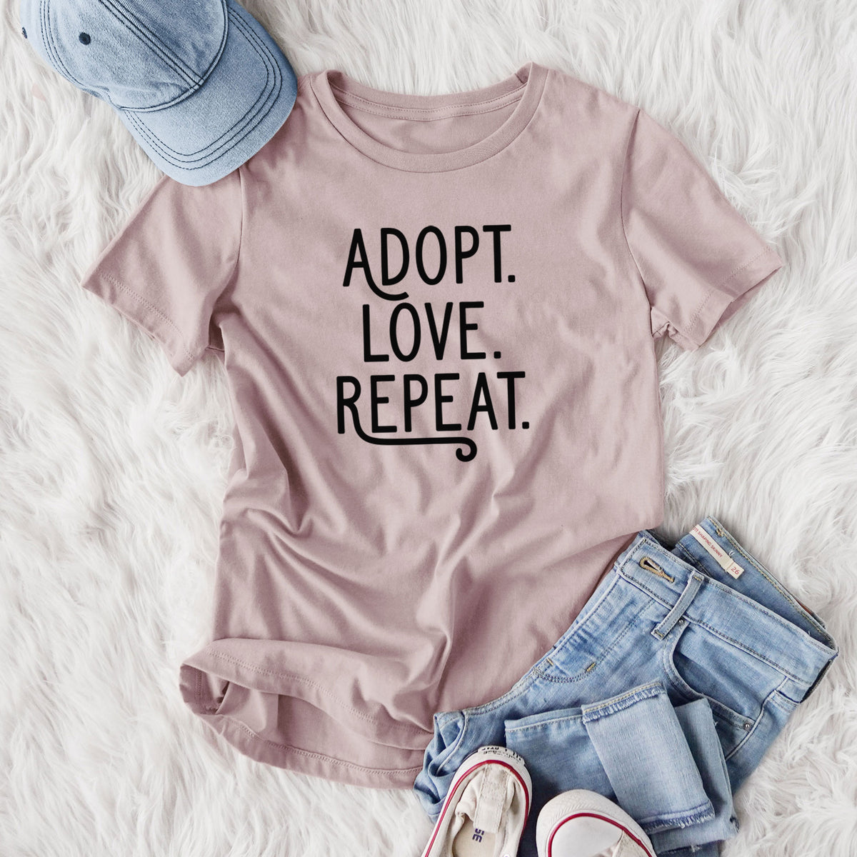 Adopt Love Repeat - Women's Lightweight Relaxed Fit 100% Cotton Crewneck