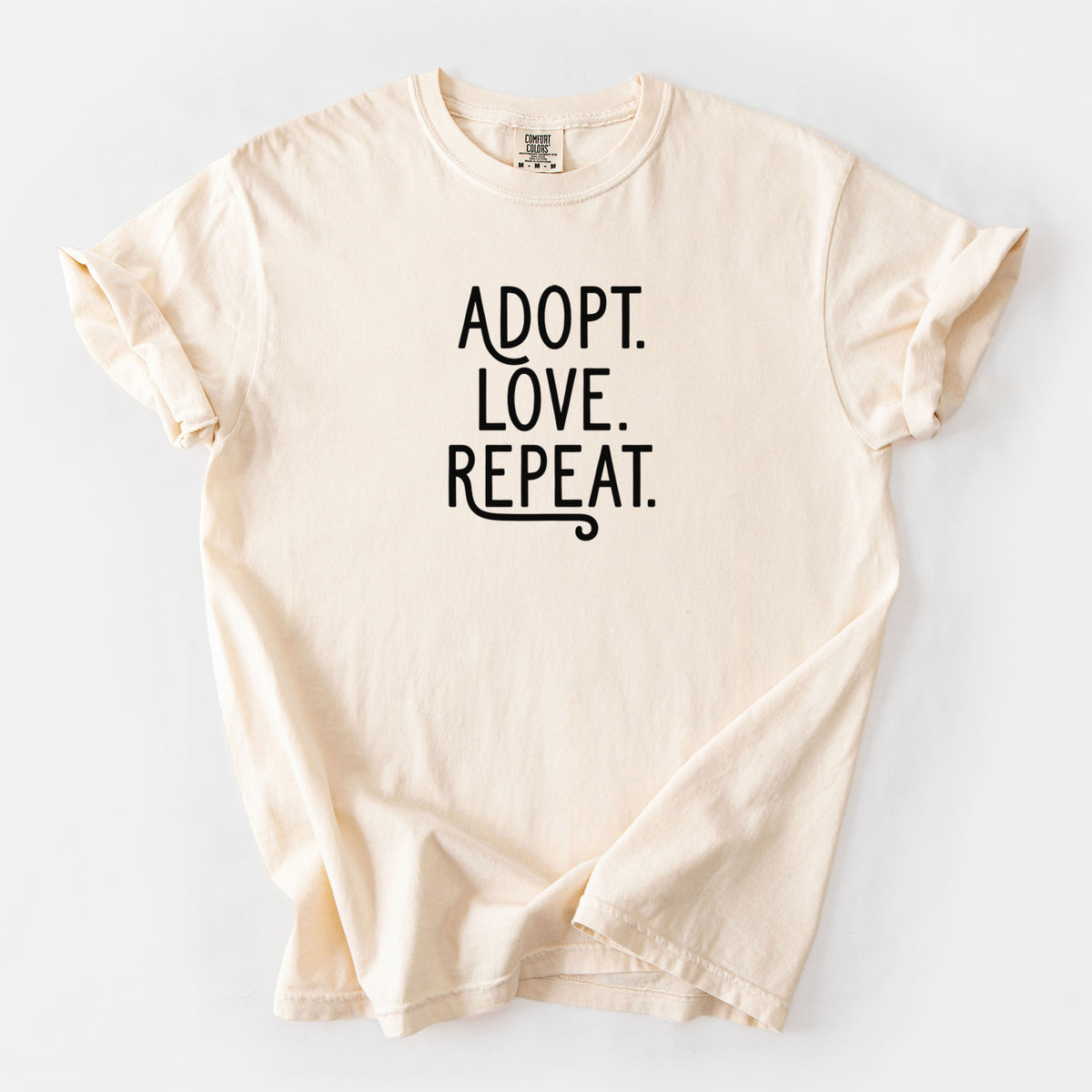 Adopt Love Repeat - Unisex Comfort Colors Garment-Dyed Heavyweight T-shirt in Ivory
