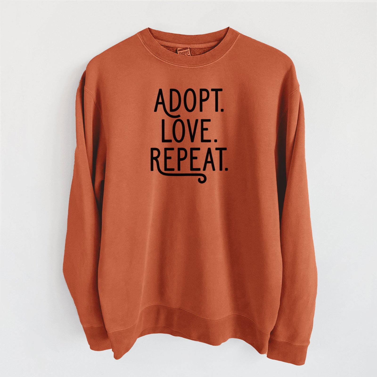 Adopt Love Repeat - Unisex Pigment Dyed Crew Sweatshirt in Amber