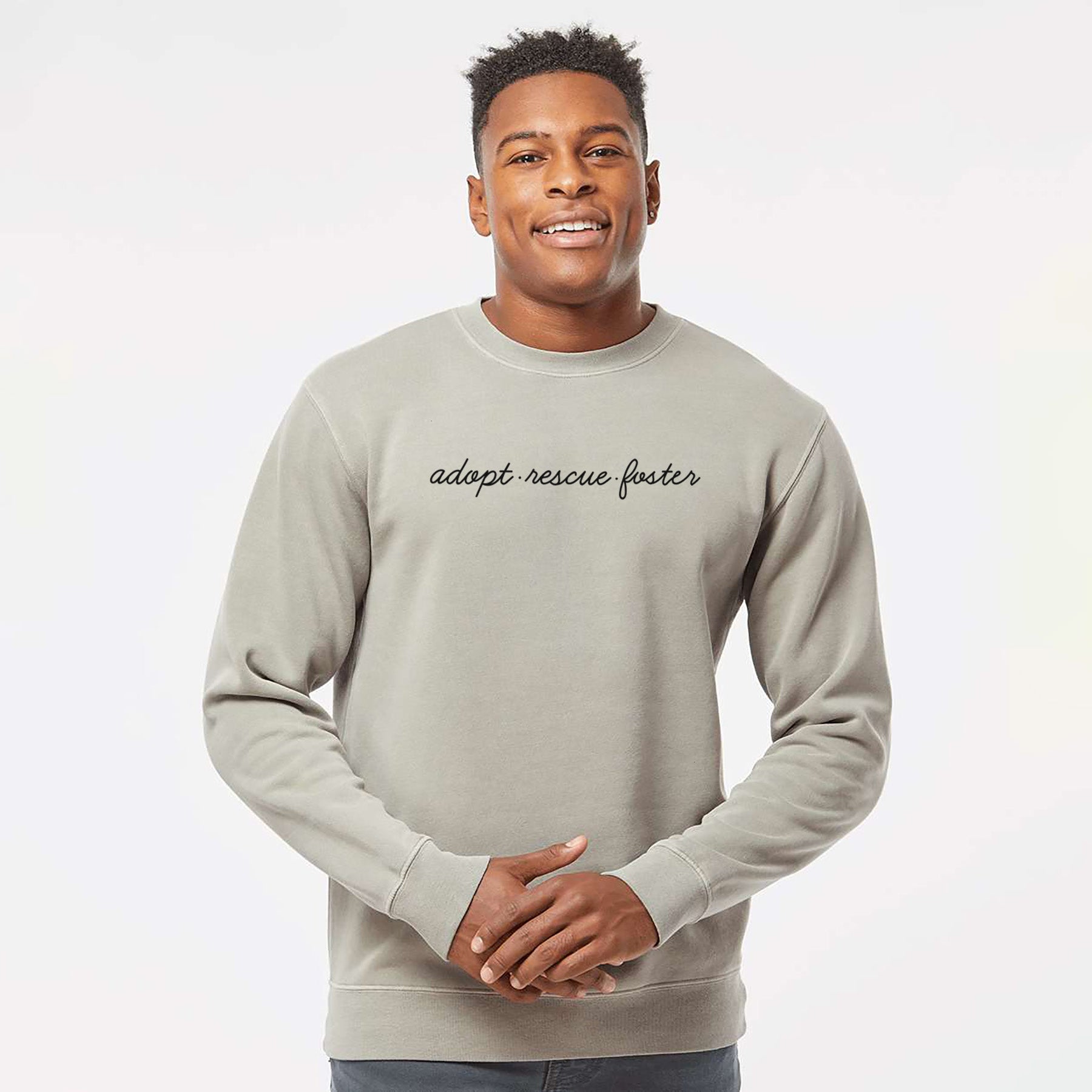 Adopt - Rescue - Foster - Unisex Pigment Dyed Crew Sweatshirt