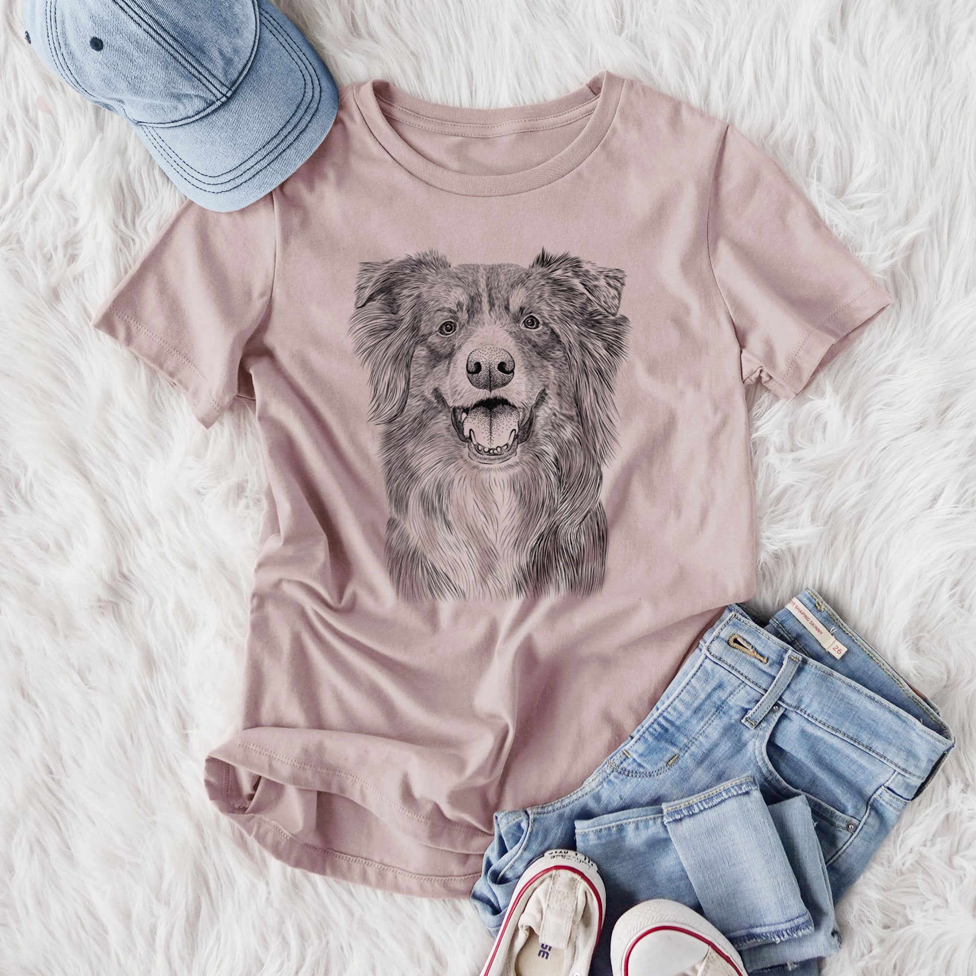Bare Aussie Parker the Australian Shepherd - Women's Lightweight Relaxed Fit 100% Cotton Crewneck