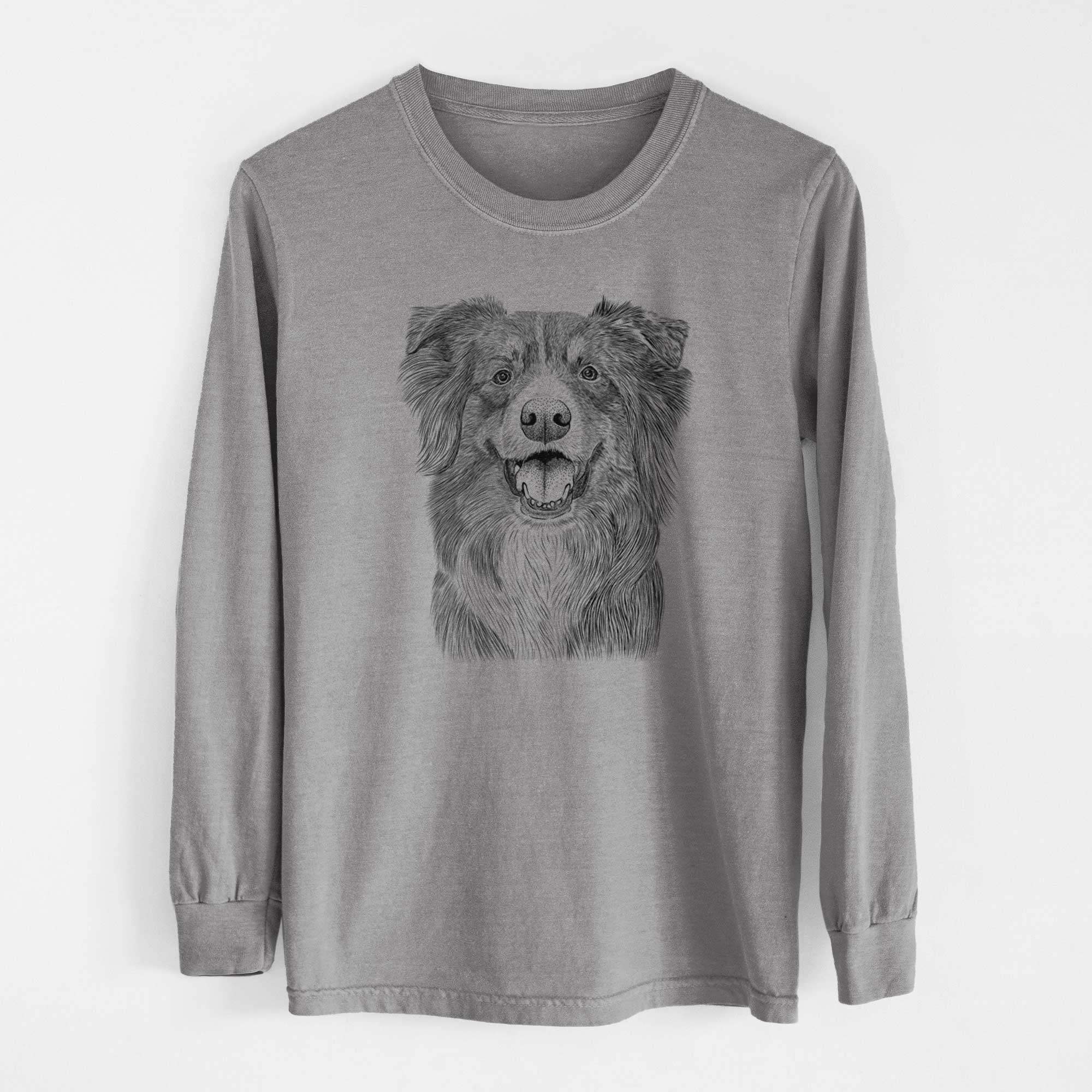 Bare Aussie Parker the Australian Shepherd - Men's Heavyweight 100% Cotton Long Sleeve