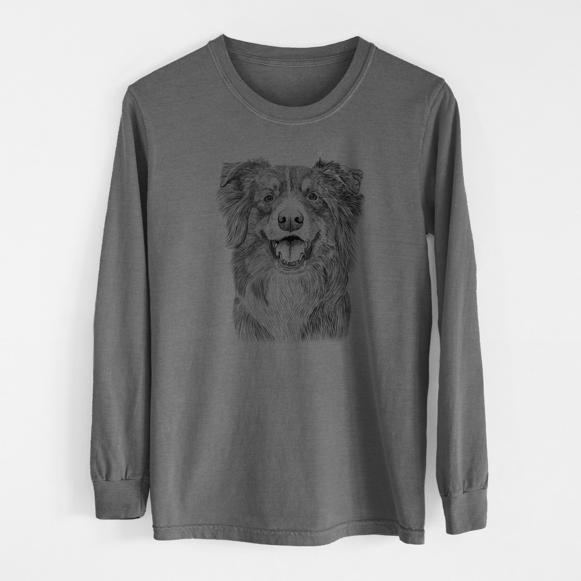 Bare Aussie Parker the Australian Shepherd - Men's Heavyweight 100% Cotton Long Sleeve