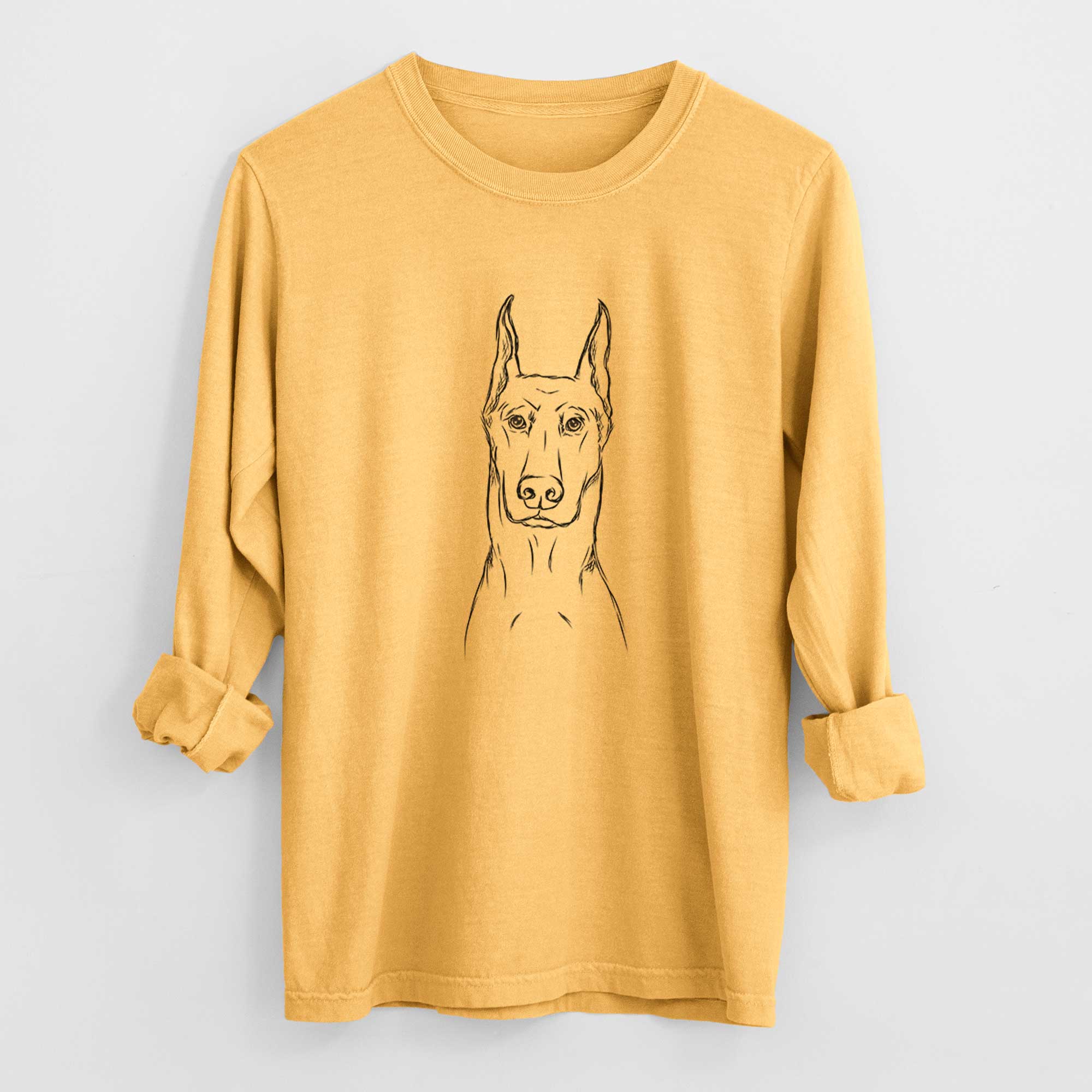 Bare Ace the Doberman Pinscher - Men's Heavyweight 100% Cotton Long Sleeve