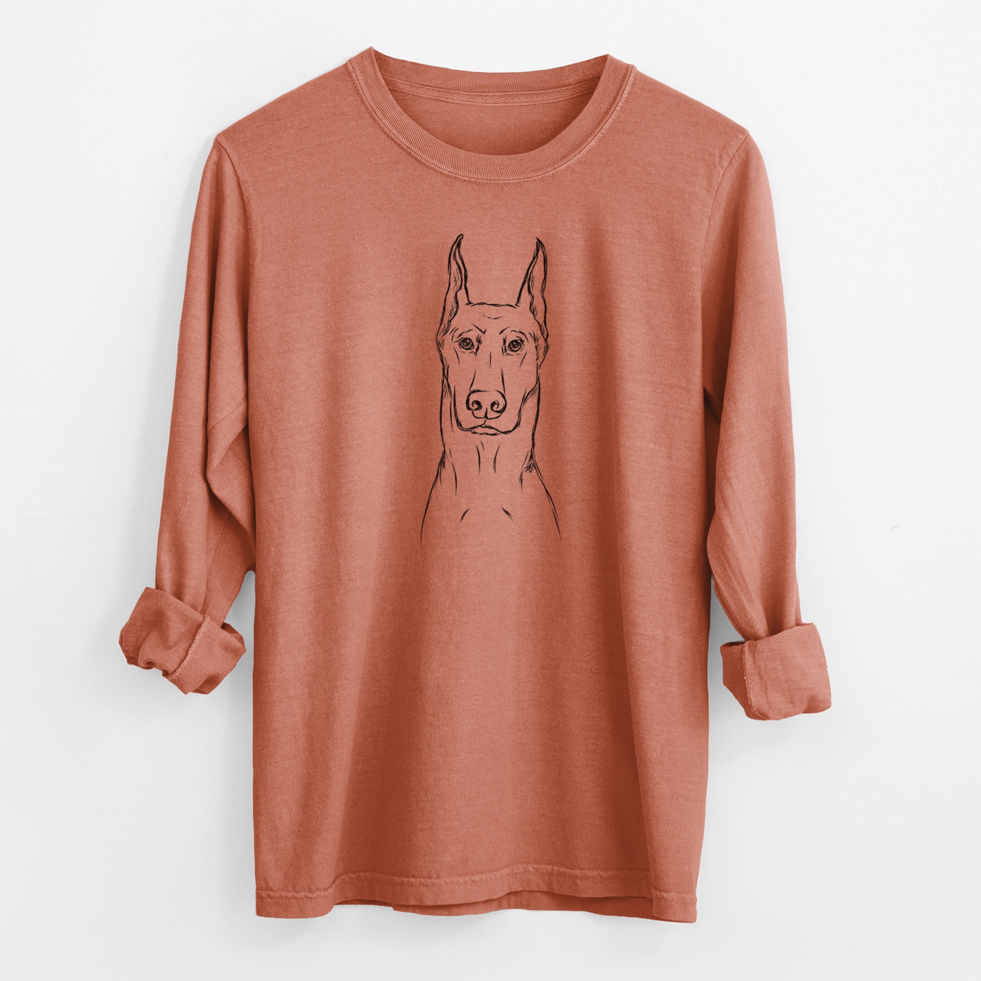 Bare Ace the Doberman Pinscher - Men's Heavyweight 100% Cotton Long Sleeve