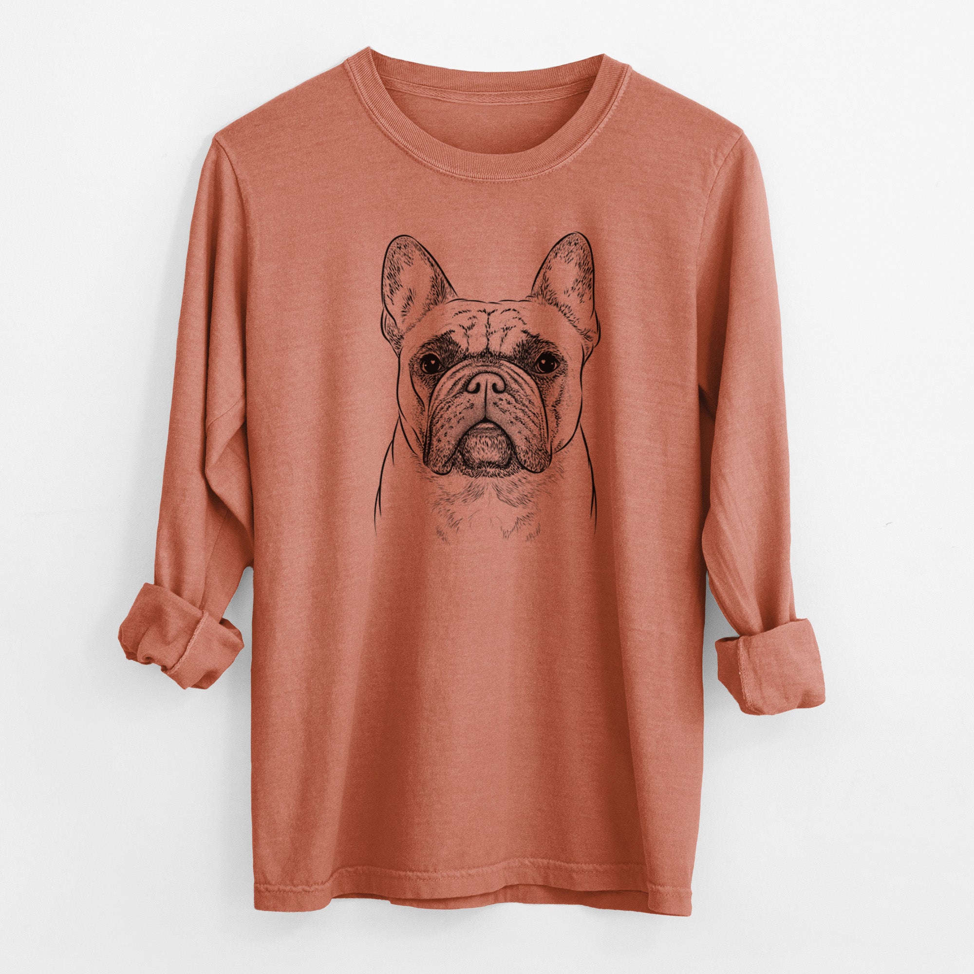 Bare Acelynn the French Bulldog - Men's Heavyweight 100% Cotton Long Sleeve