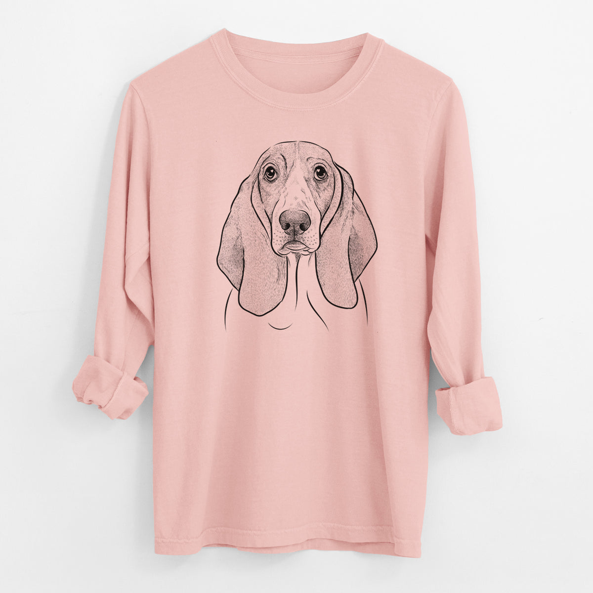 Bare Addison the Basset Hound - Men's Heavyweight 100% Cotton Long Sleeve
