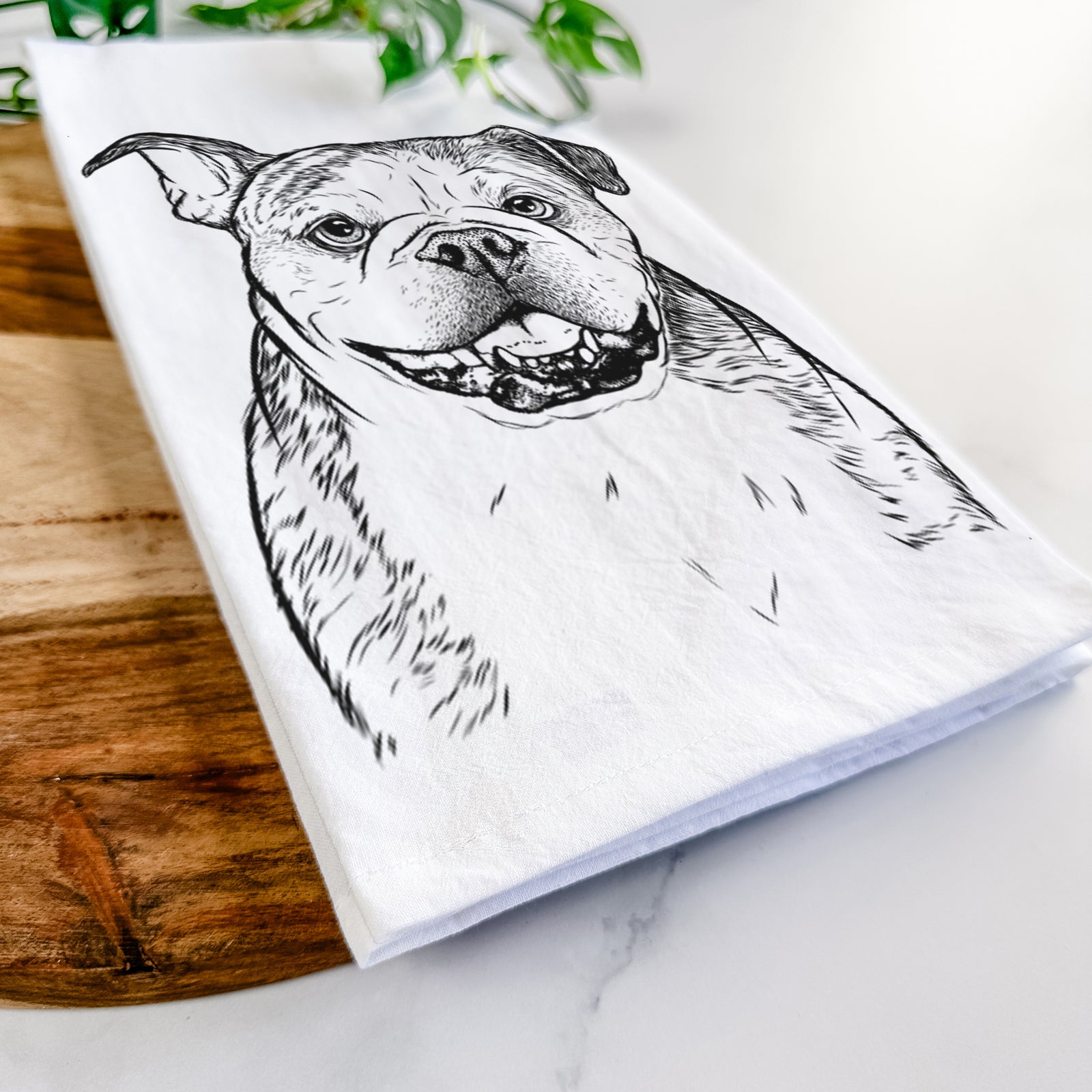 Agatha the Boston Bulldog Tea Towel