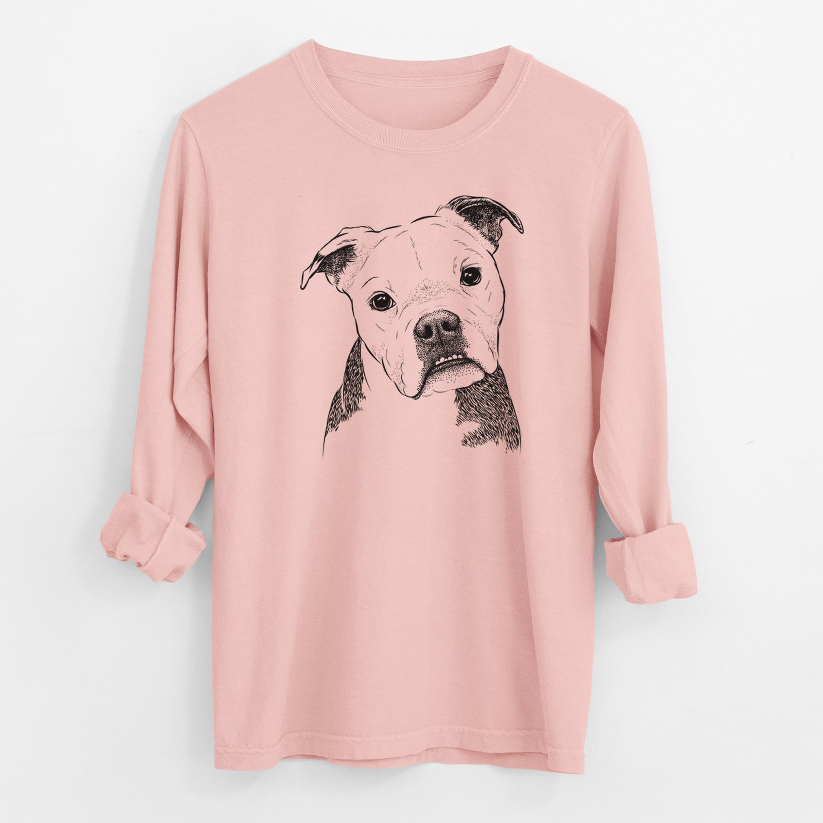 Bare Aggy the Olde English Bulldogge - Men's Heavyweight 100% Cotton Long Sleeve