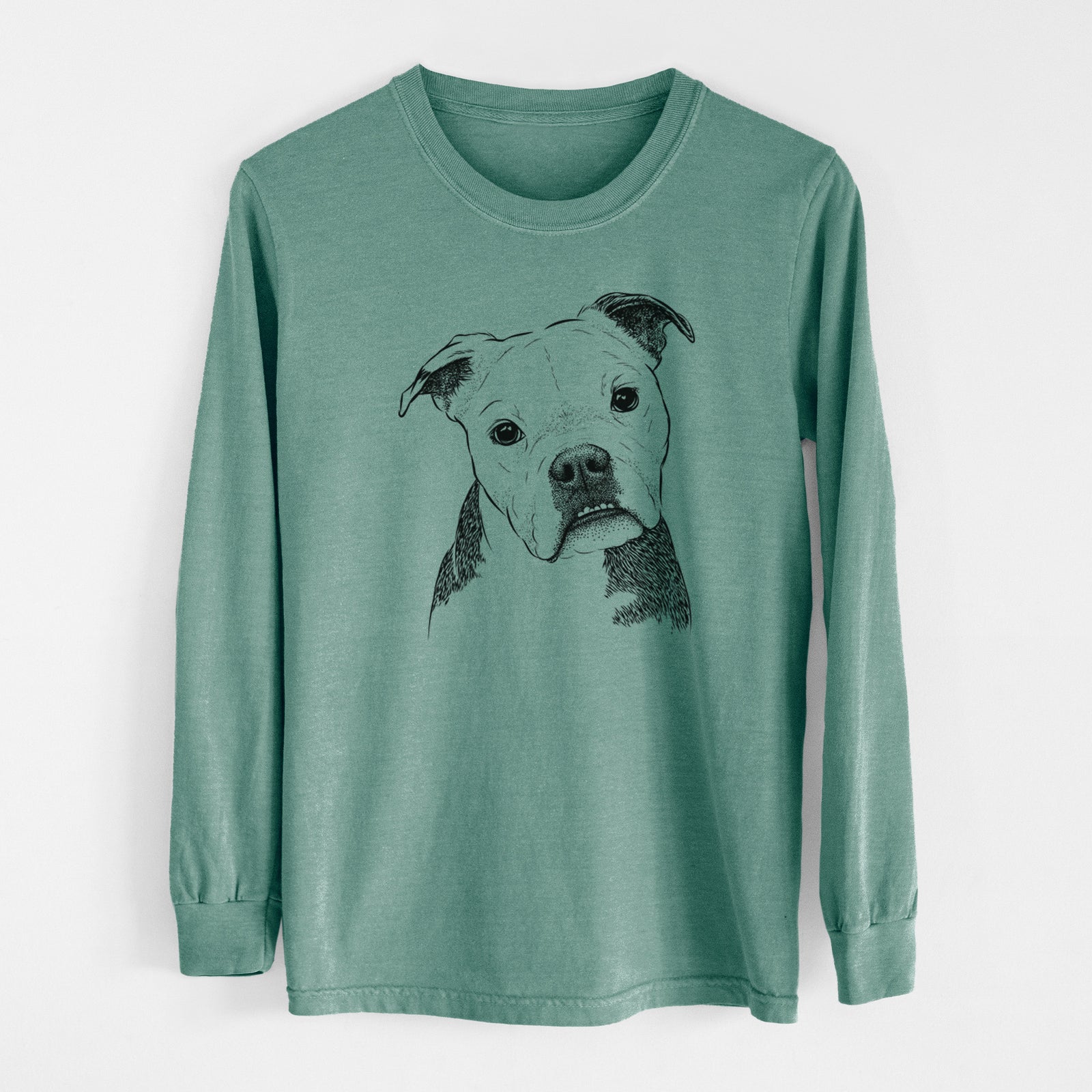 Bare Aggy the Olde English Bulldogge - Men's Heavyweight 100% Cotton Long Sleeve