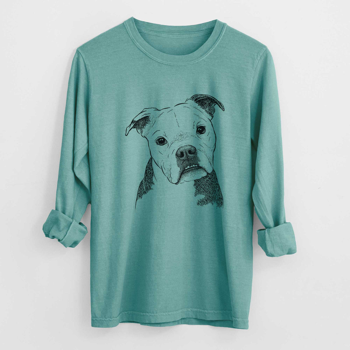Bare Aggy the Olde English Bulldogge - Men's Heavyweight 100% Cotton Long Sleeve