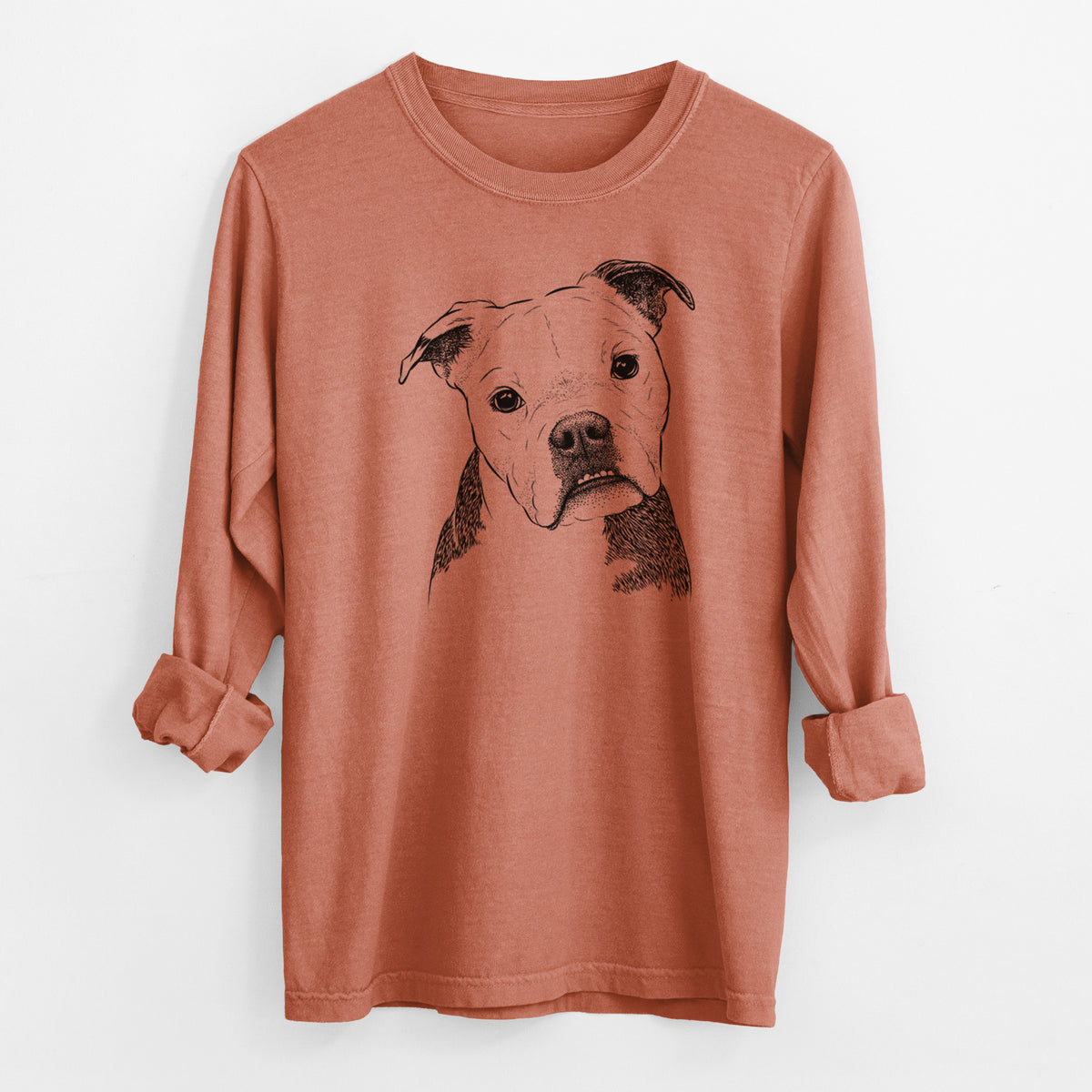 Bare Aggy the Olde English Bulldogge - Men's Heavyweight 100% Cotton Long Sleeve