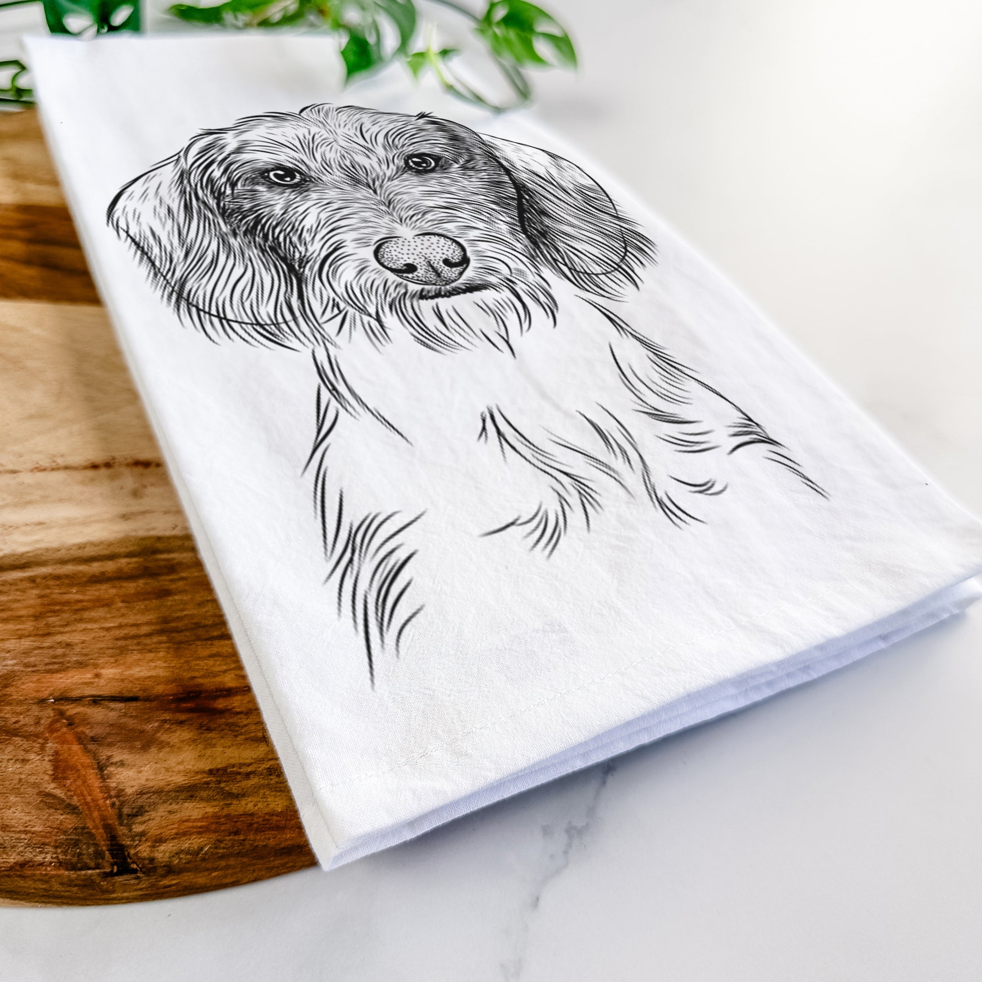 Almond the Wirehaired Dachshund Tea Towel