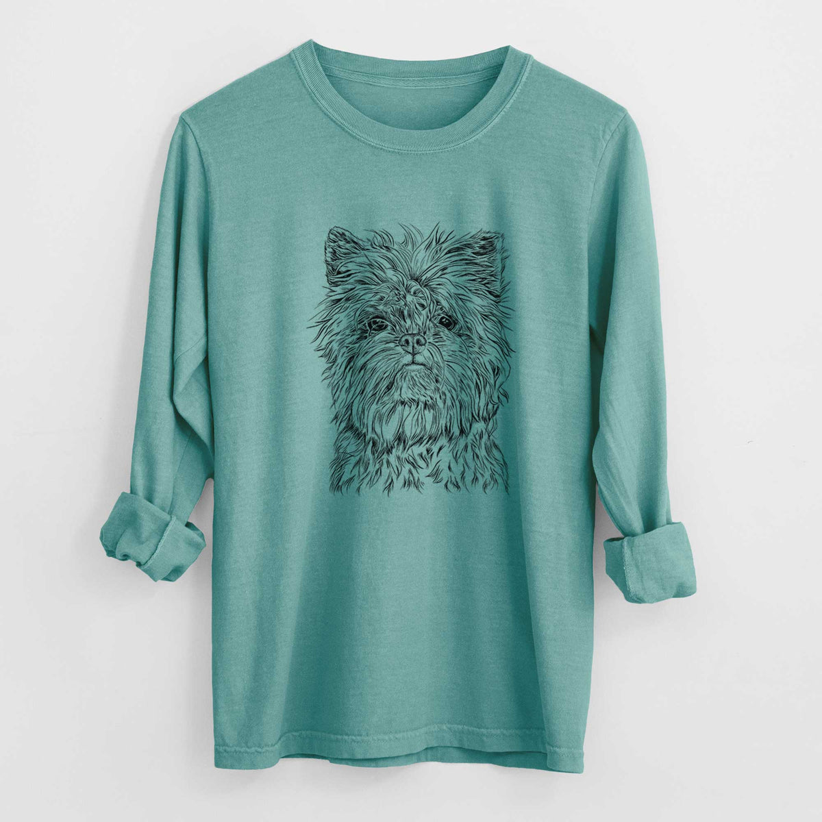 Bare Alvin the Affenpinscher - Men&#39;s Heavyweight 100% Cotton Long Sleeve