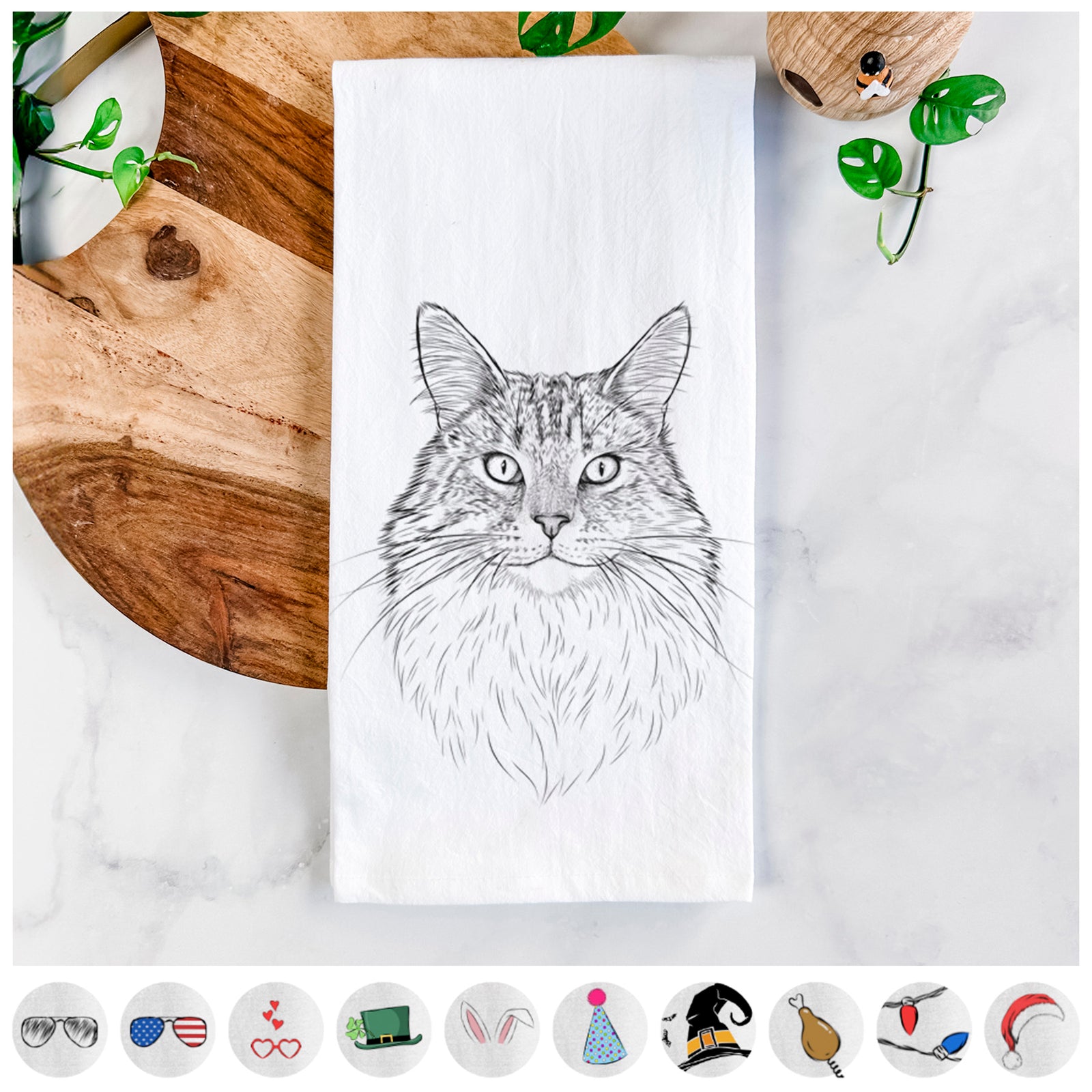 Angel the Maine Coon Cat Tea Towel