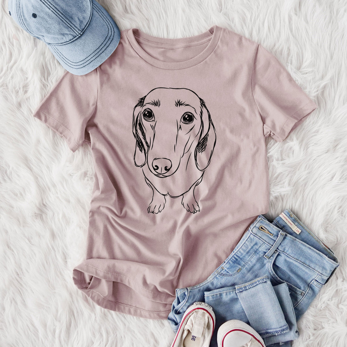 Bare Annabelle the Dachshund - Women's Lightweight Relaxed Fit 100% Cotton Crewneck