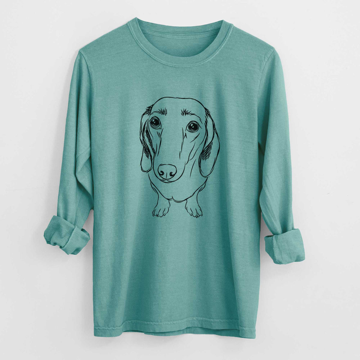 Bare Annabelle the Dachshund - Men&#39;s Heavyweight 100% Cotton Long Sleeve