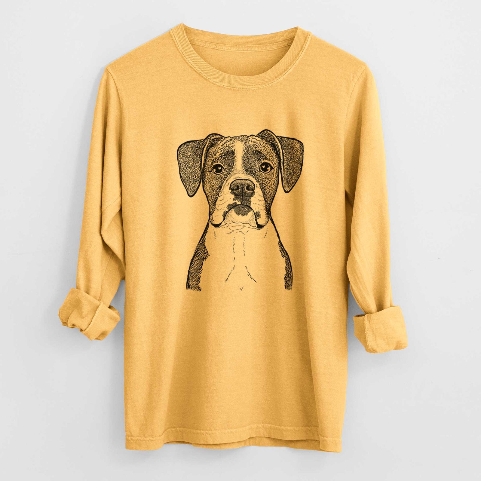 Bare Annie the Boxer - Men's Heavyweight 100% Cotton Long Sleeve